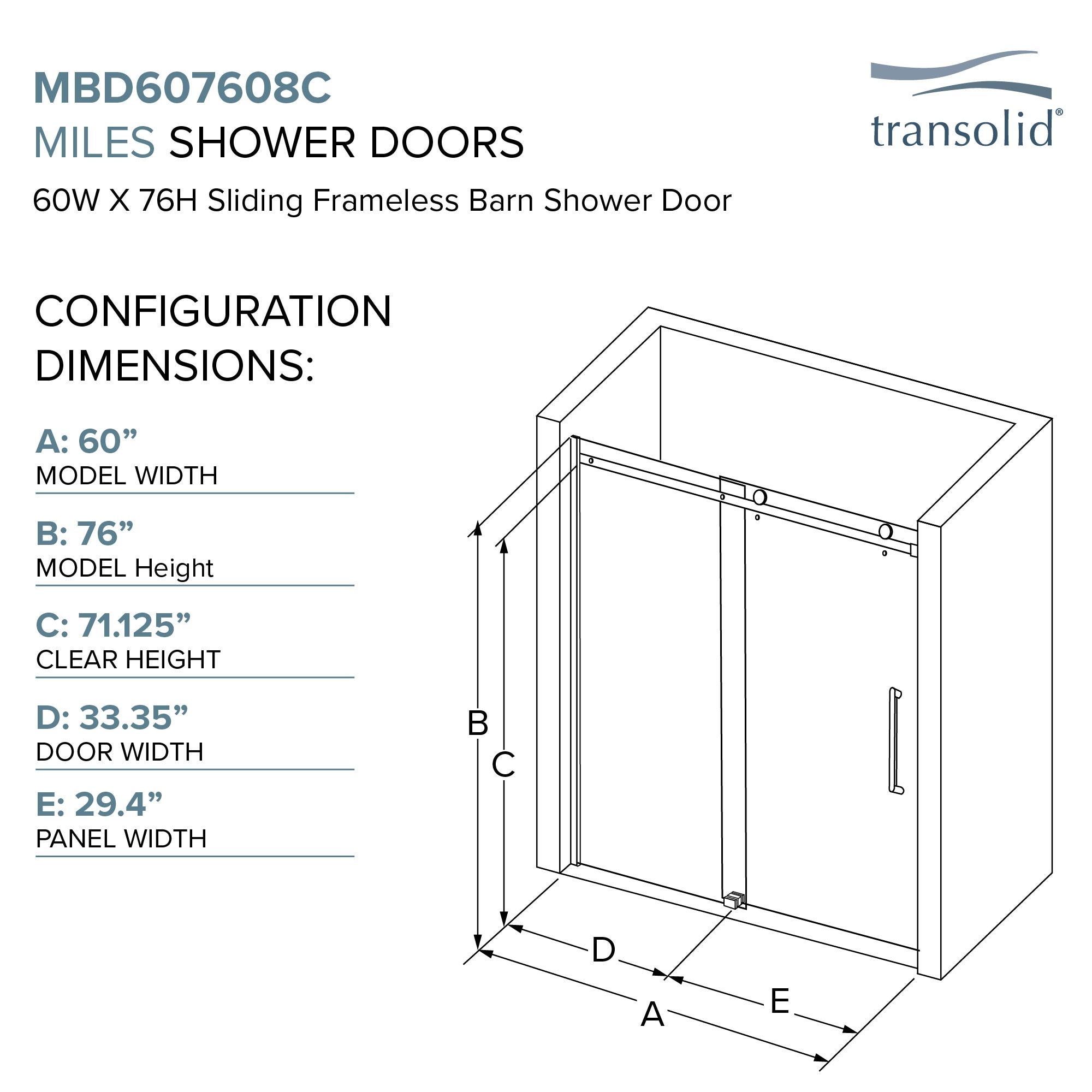 Transolid MBD607608C-R-PC Shower-Doors - View #3