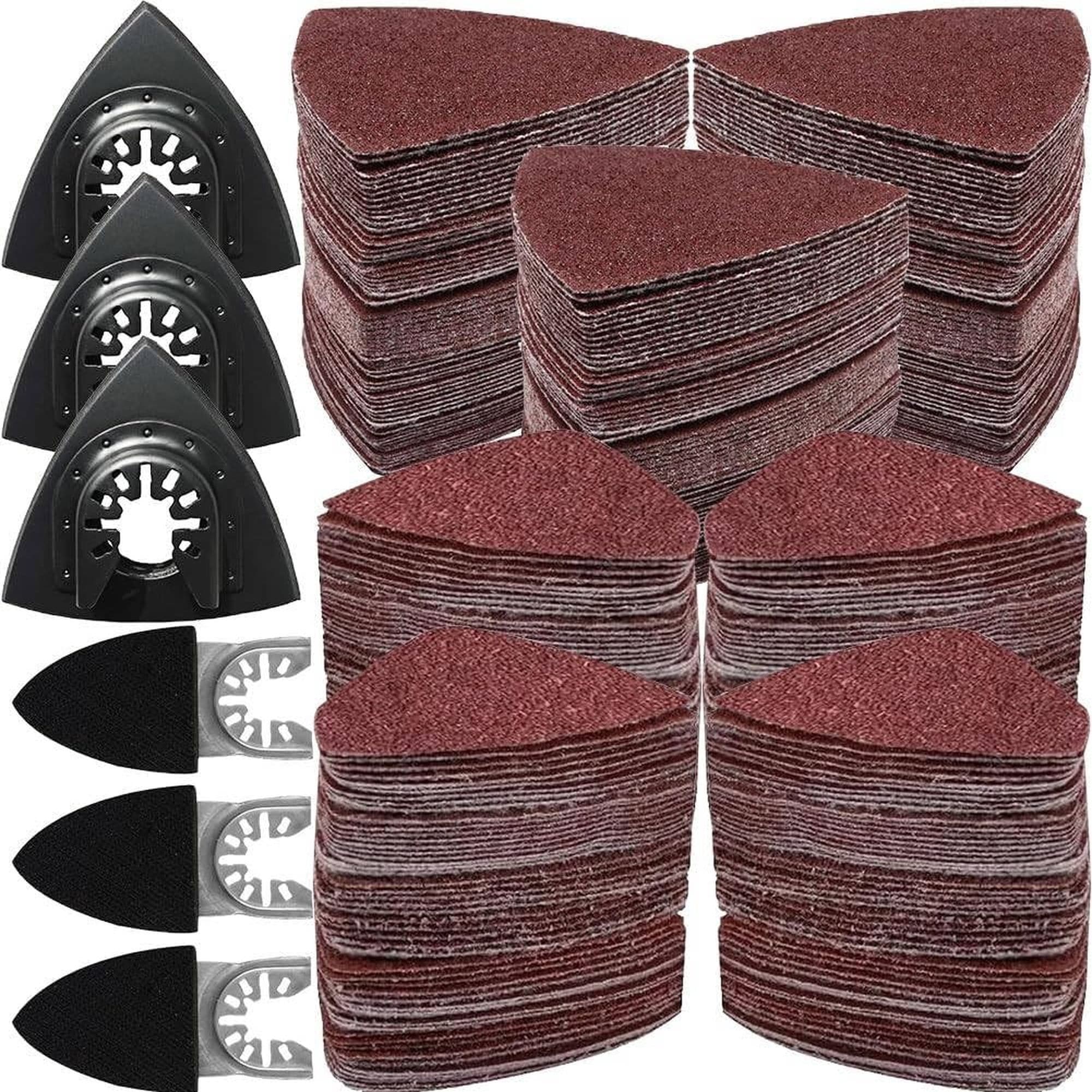 Angel Sar 246 Pcs Oscillating Tool Sanding Pad Kit with 3 Multitool Sanding Pads and 3 Finger Sanding Pad 240 Sandpaper for Wood Plaster Polish Sanding