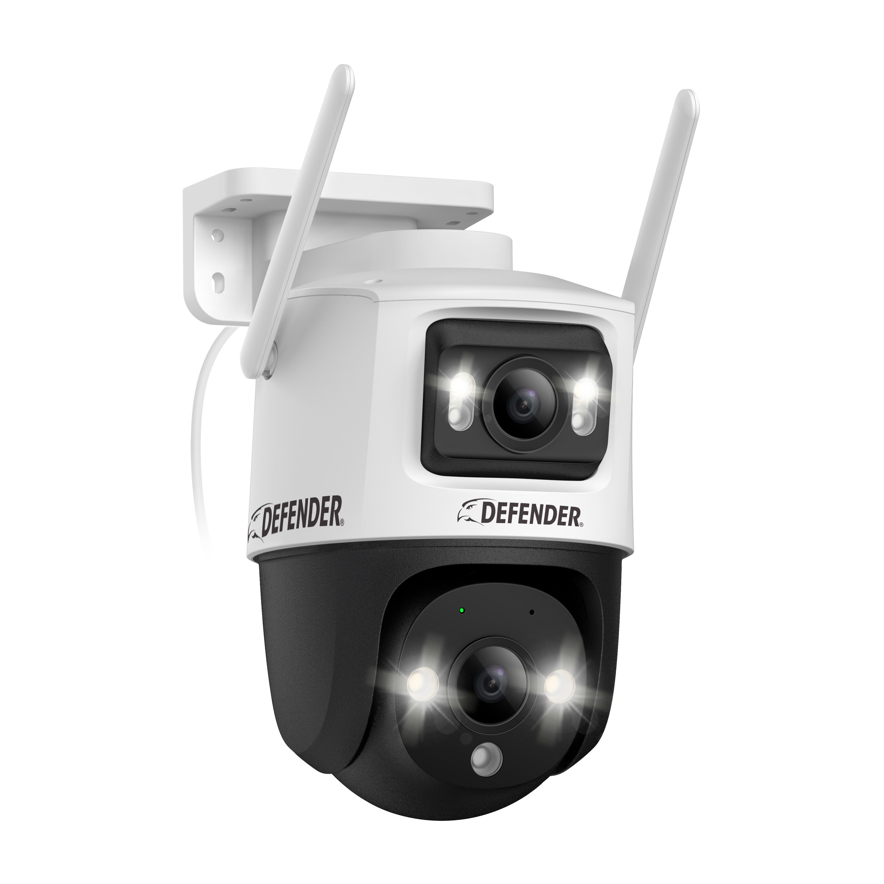 Defender IP10MDCB1 Dual Lens AI Indoor/Outdoor 1-Channel 1-Camera 5Mp Plug-in Pan and Tilt Micro Sd Security Camera System