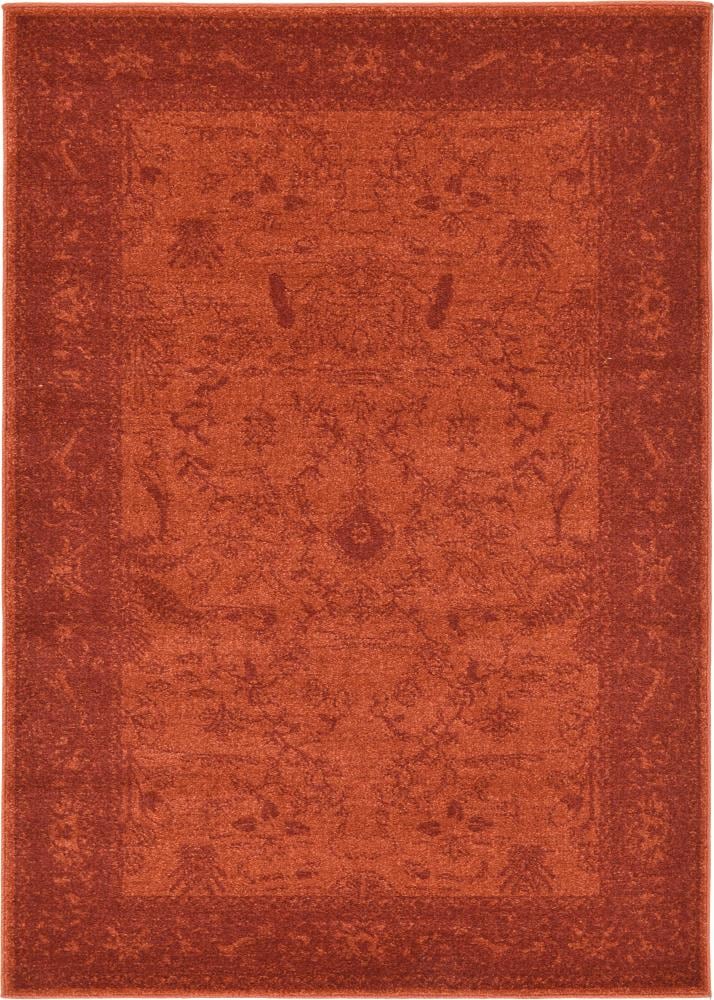 Unique Loom 3125126 Floral La Jolla 4 x 6 (ft) Loomed Polypropylene Orange/Burgundy Rectangular Indoor Floral/Botanical Area rug