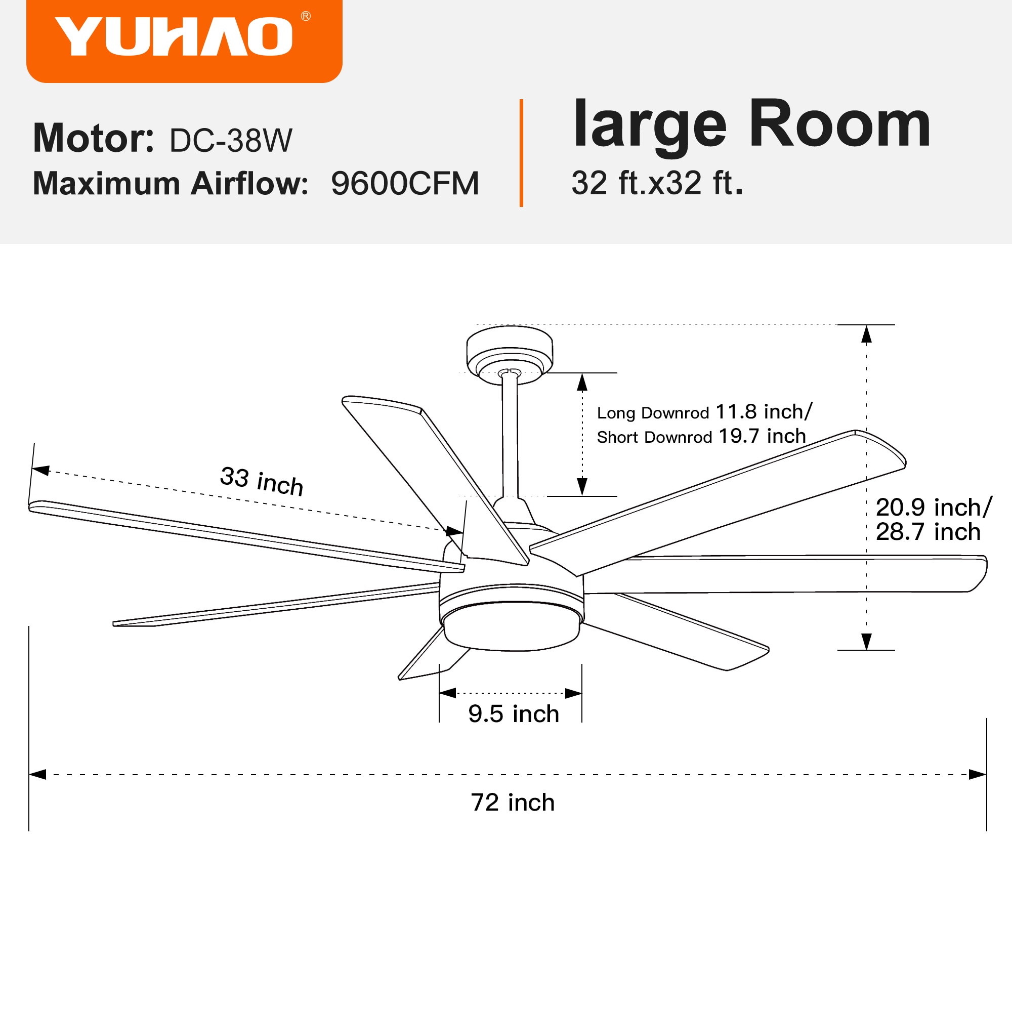 WELLFOR SYMBE-39944 Ceiling-Fans - View #5