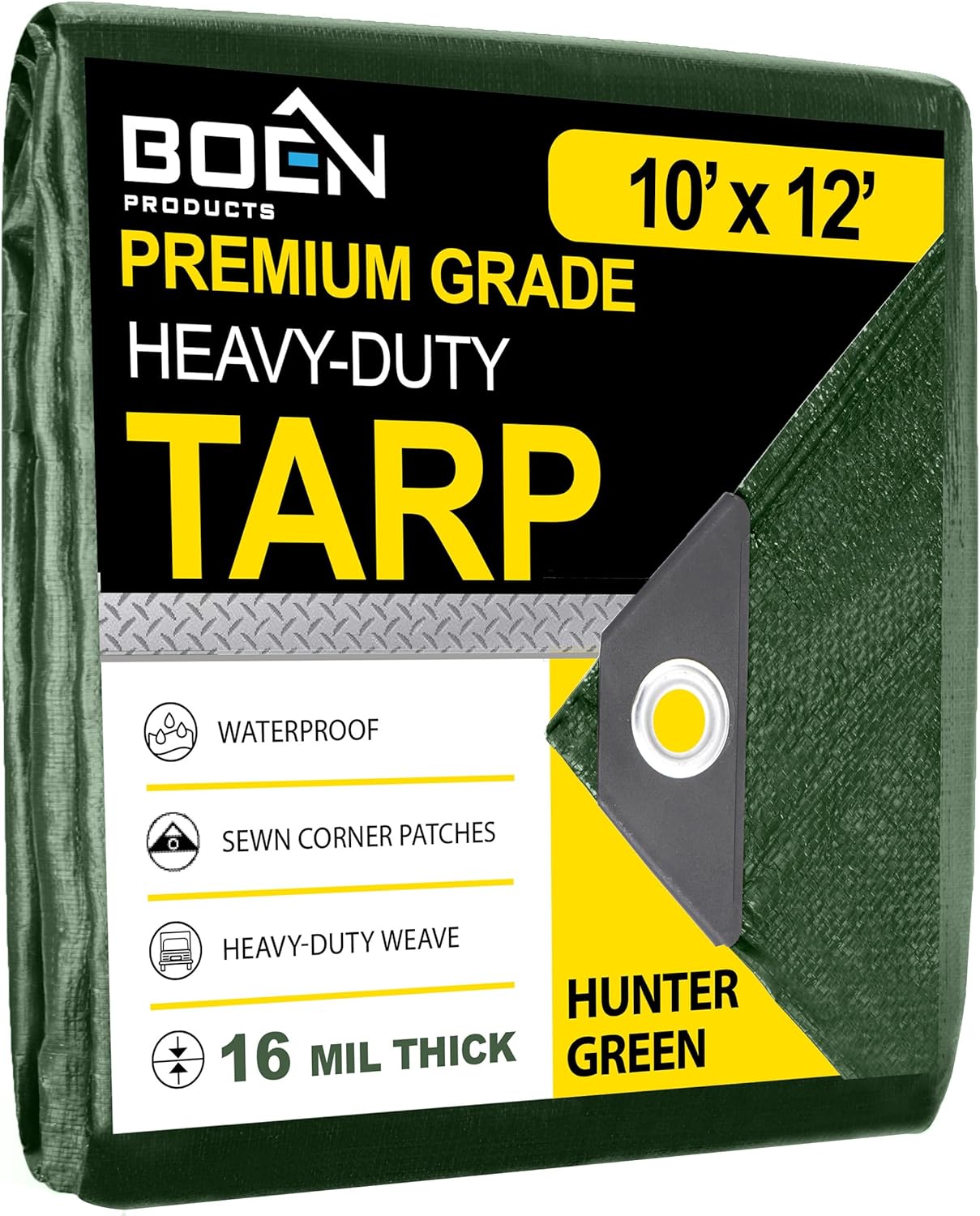 BOEN HGT-1012 10-ft x 12-ft Green Waterproof Commercial Polyethylene 16-Mils Tarp