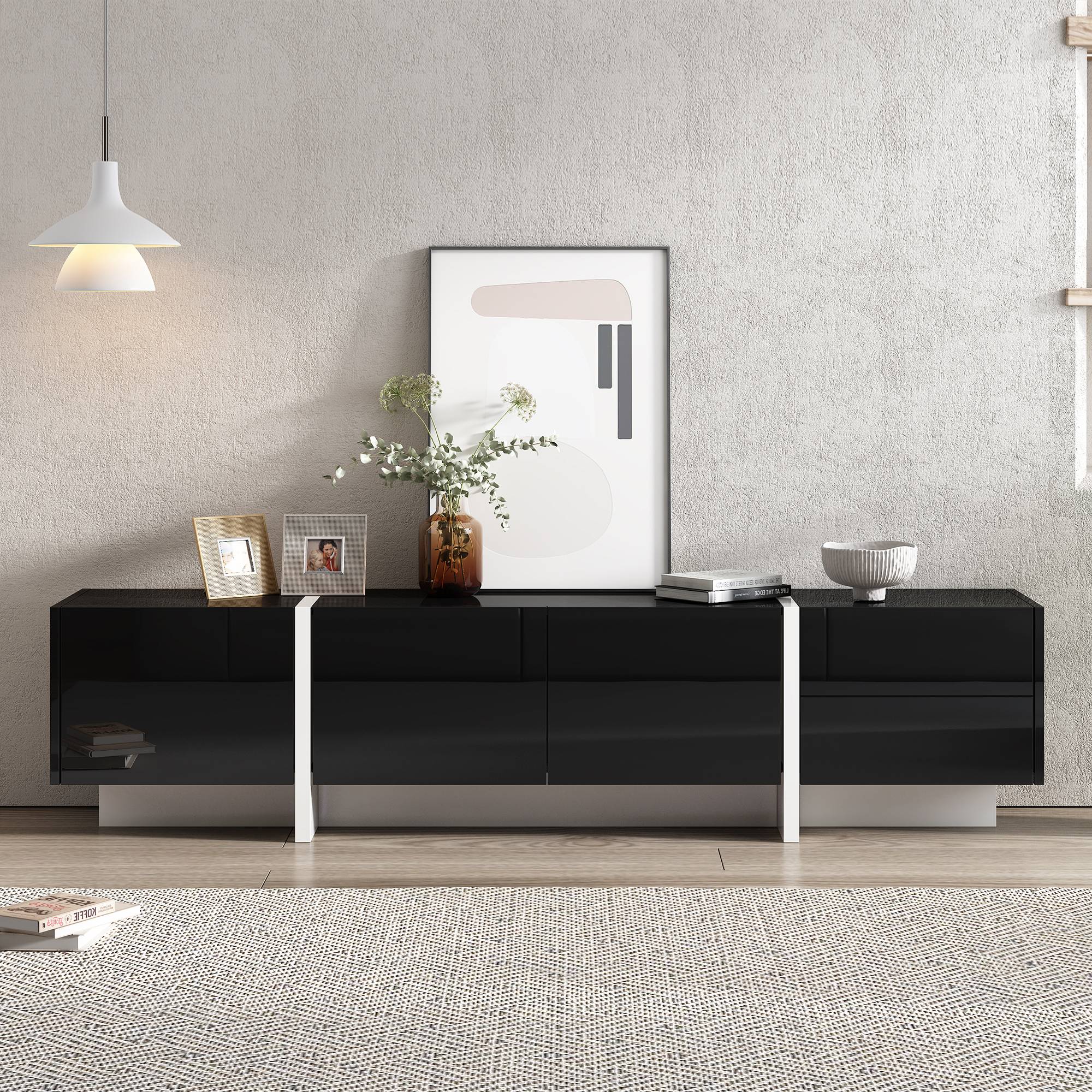 Yiekholo Modern/Contemporary Black Tv Cabinet (Accommodates TVs up to 80-in)