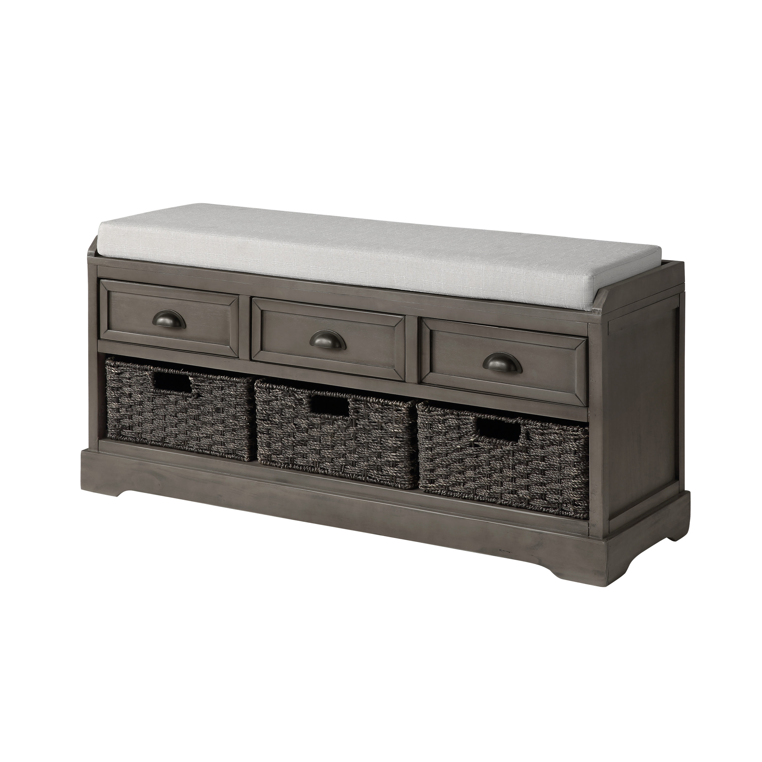 Mondawe Homes Modern Gray Storage Bench with Storage 44-in x 13.7-in x ...