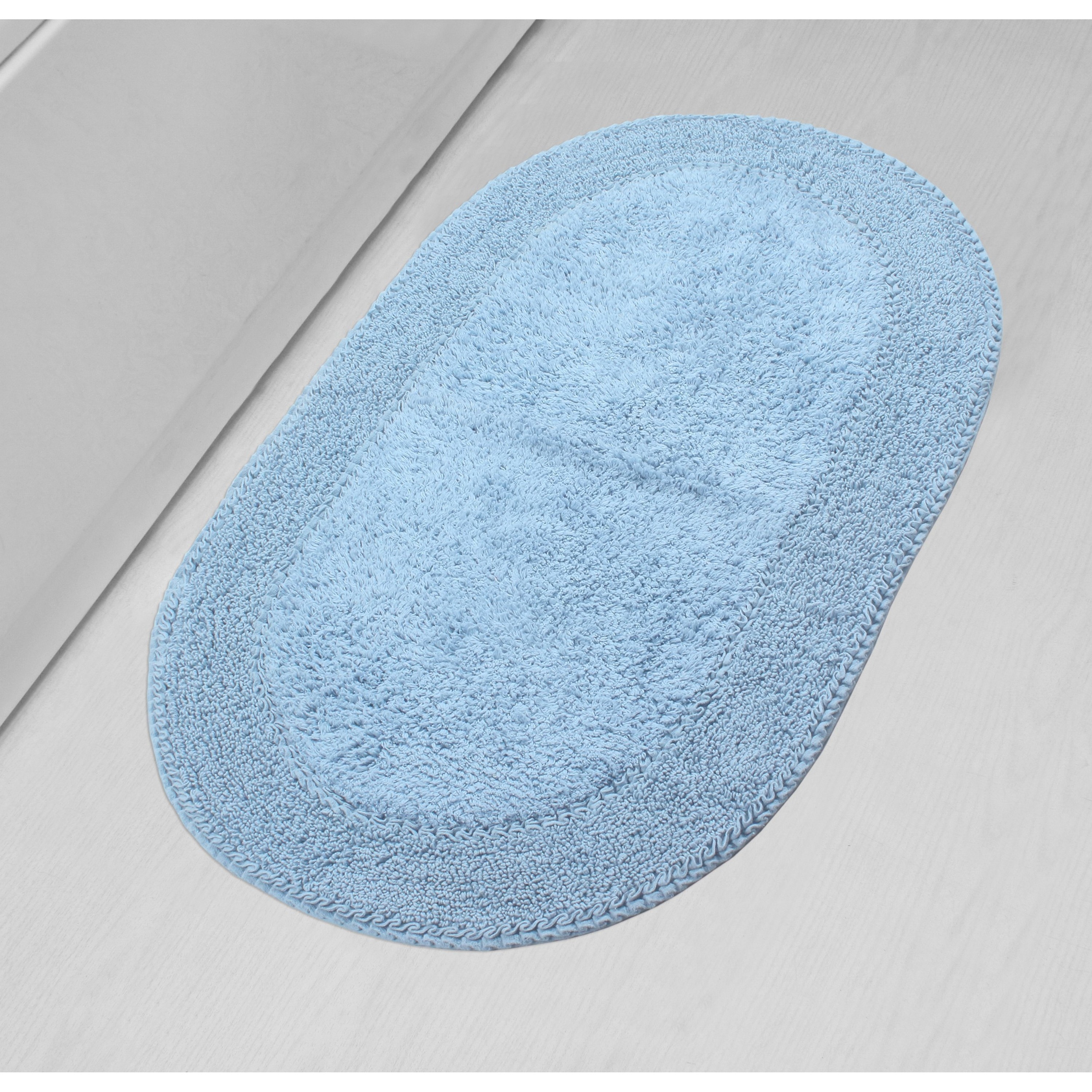 Home Weavers BDR2440BL Double Ruffle 24-Inches x 40-Inches Blue Cotton Bath rug