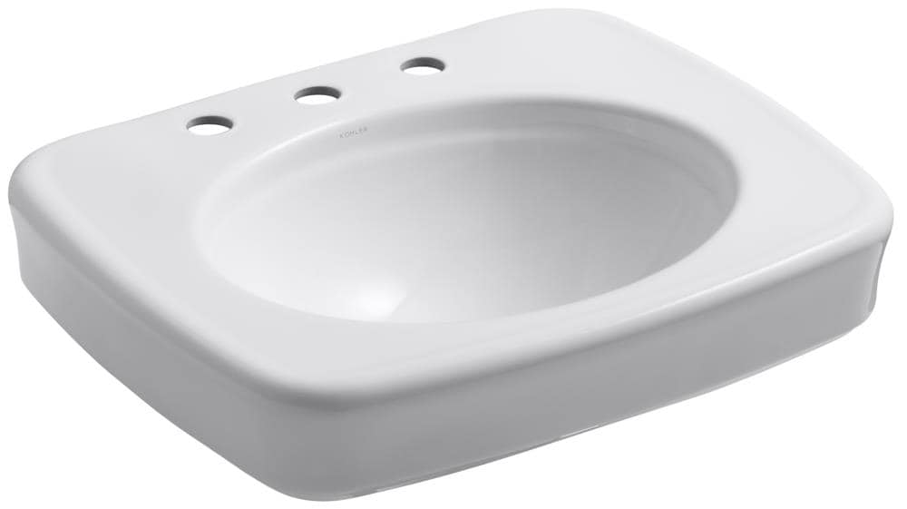 KOHLER 2340-8-0 Bancroft White Drop-In Rectangular Bathroom Sink (24-in x 21-in)