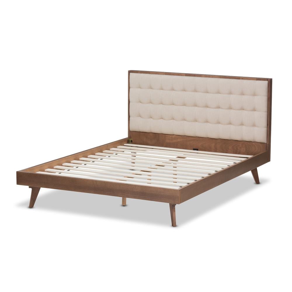 Baxton Studio Soloman Beige Full Wood Platform Bed in the Beds