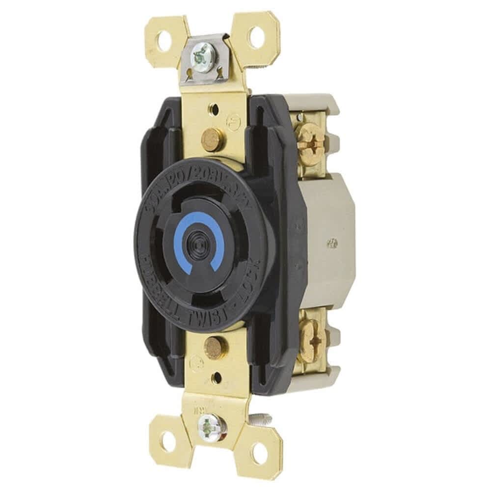 Hubbell  Wiring Device-Kellems Locking Receptacle L18-30R 30 A 120/208V AC Three Phase 4 Pole Flush Mount Screw Terminals