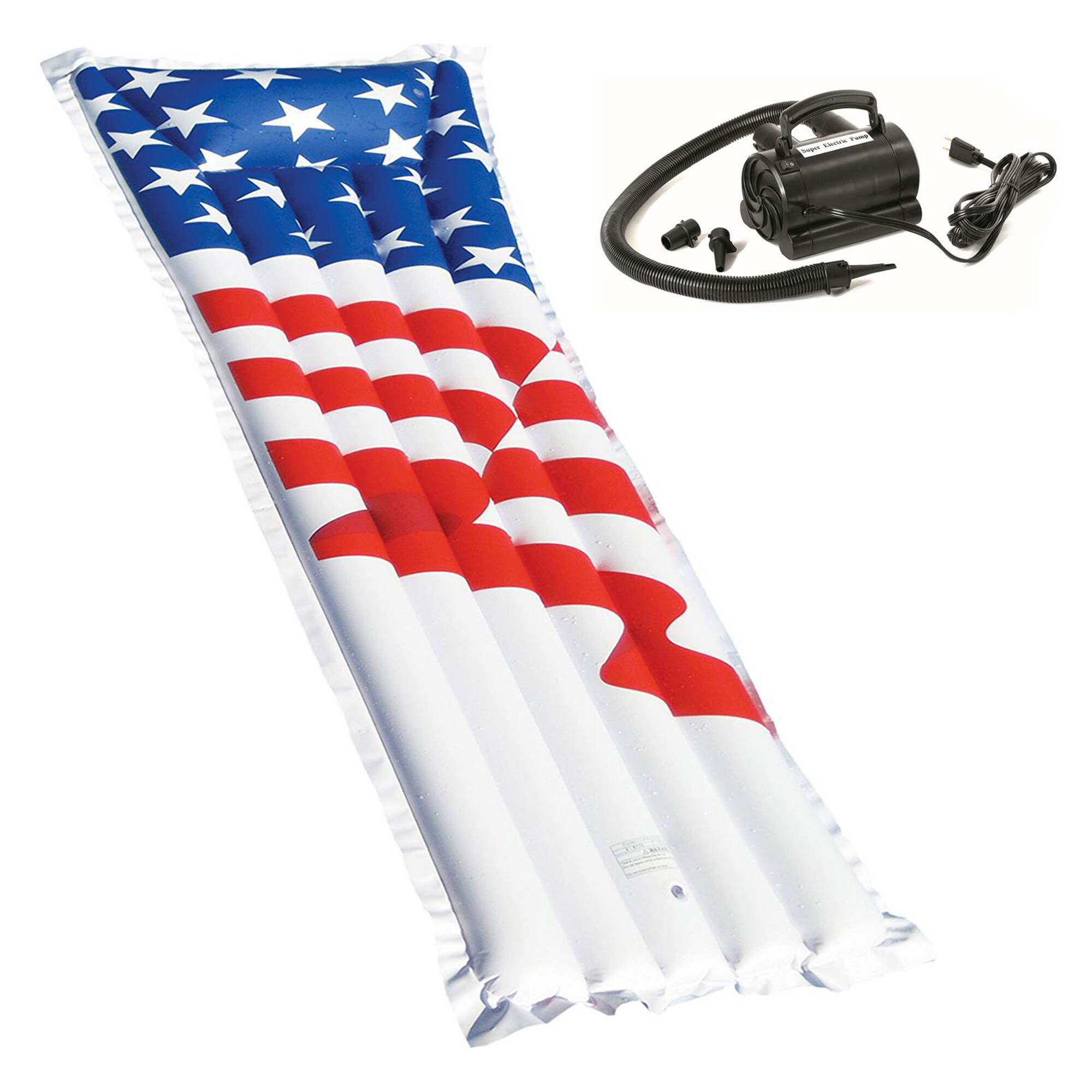 Swimline 59576  72-Inch American Flag Swimming Pool Raft Float with Electric Air Pump