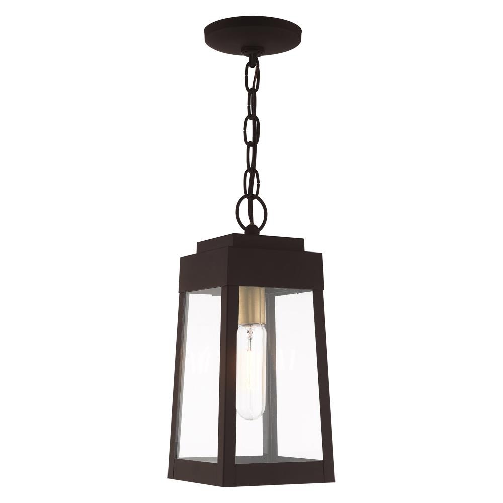 Rustic Bronze Transitional Clear Glass Lantern Pendant Light