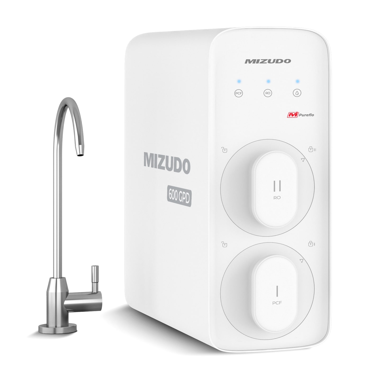 Mizudo WP600A0W Pureflo Series 600 GPD 8 Stage Multi-method Reverse Osmosis Filtration System