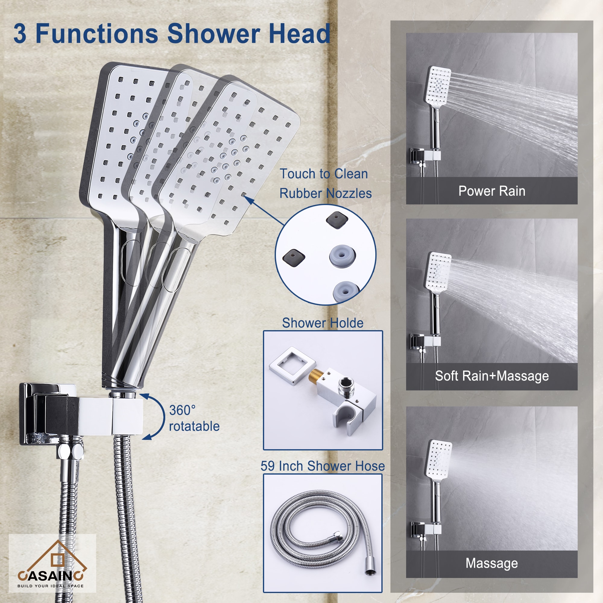 CASAINC WF-W98102CP-12 Showerhead-Bar-Panels - View #7