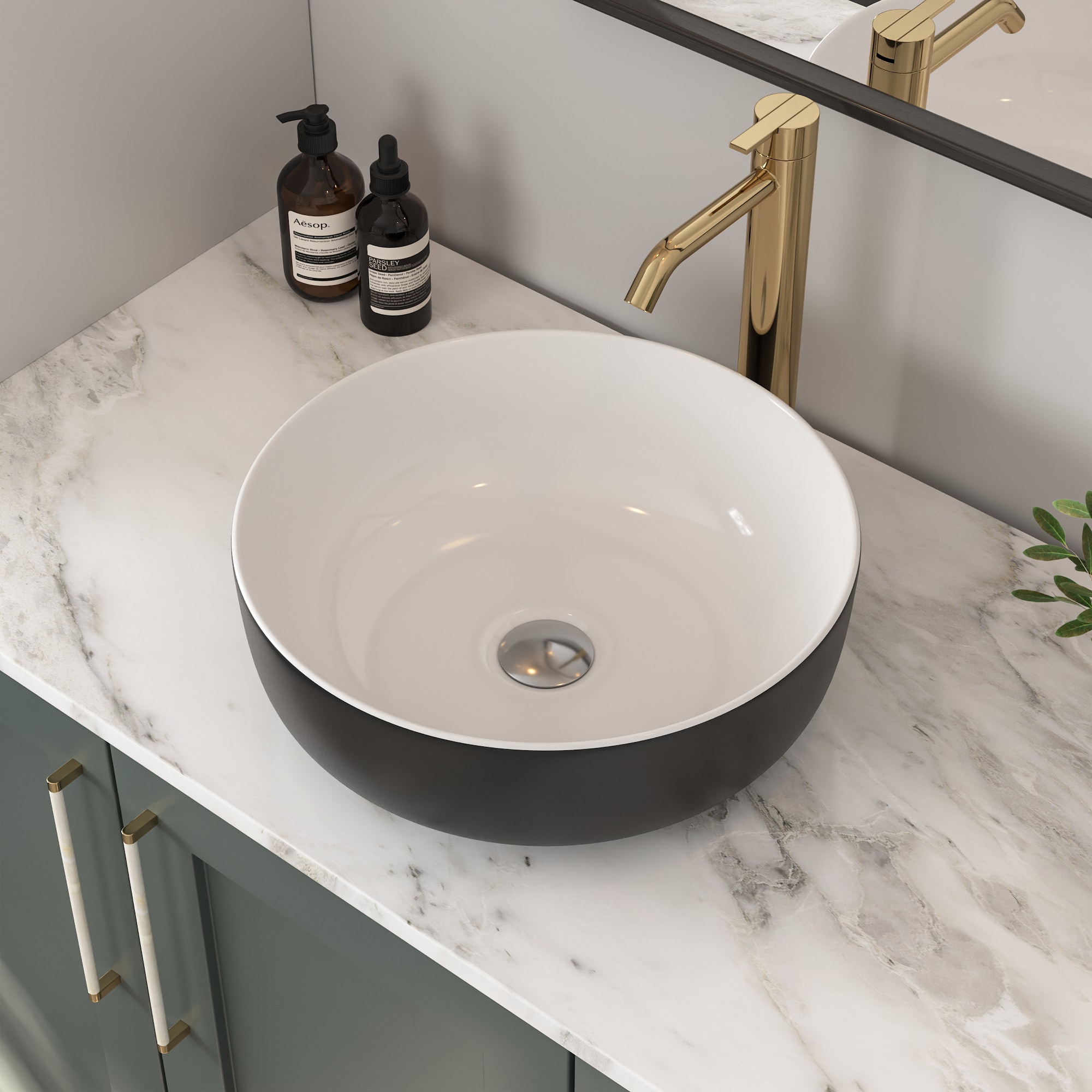 DeerValley DV-1V0092 Symmetry Ceramic Vessel Round Traditional White Bathroom Sink ( 16.34-in x 16.34-in )