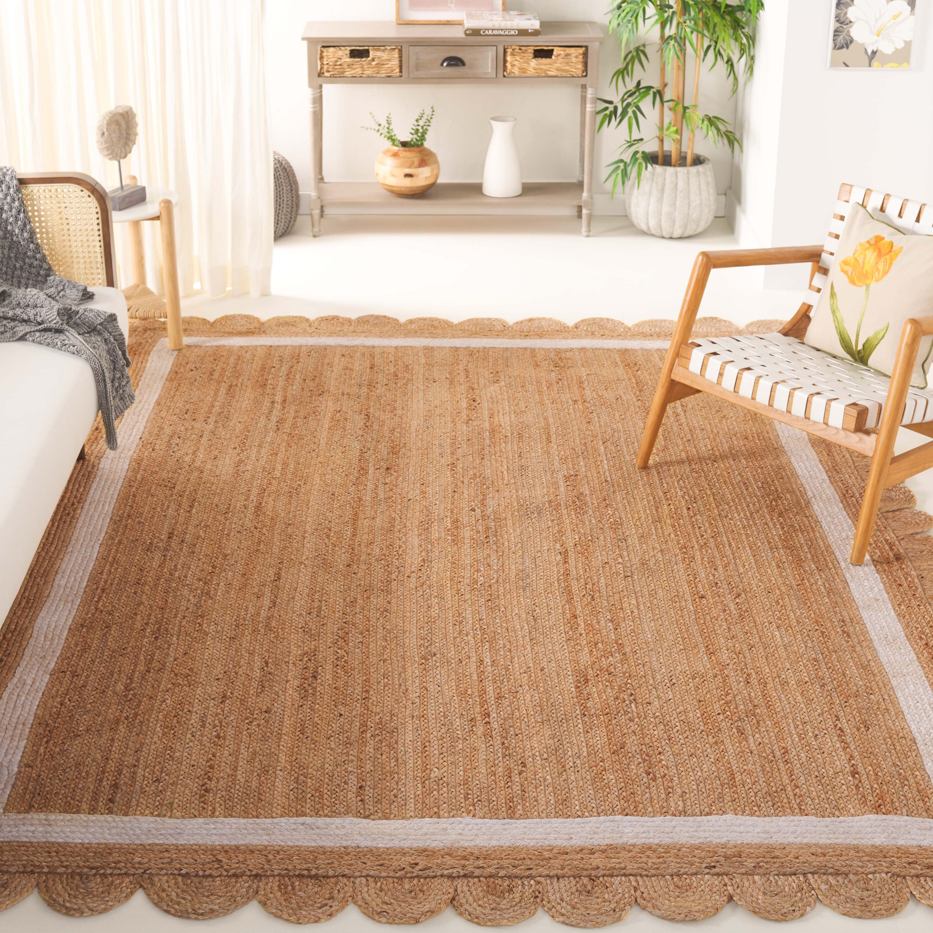  Natural Fiber 896 Natural/Ivory Bohemian 8ft x 10ft Large Rectangle Rug
