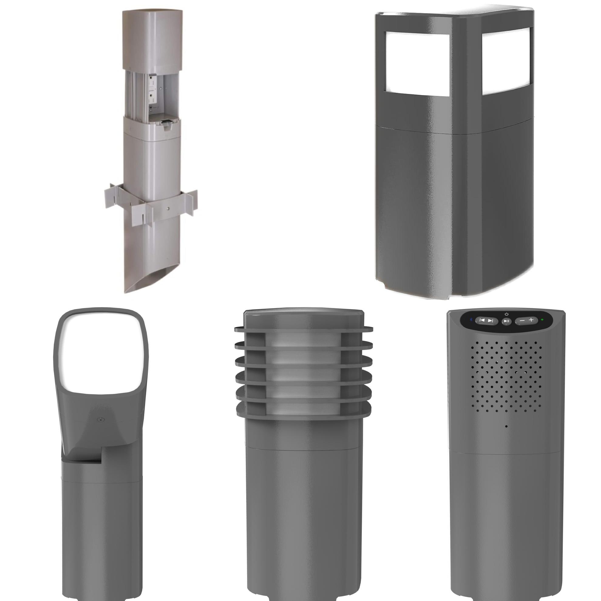 Hubbell  Gray PostPark™ Enclosure, Receptacle Device Included with Optional Slide Cover