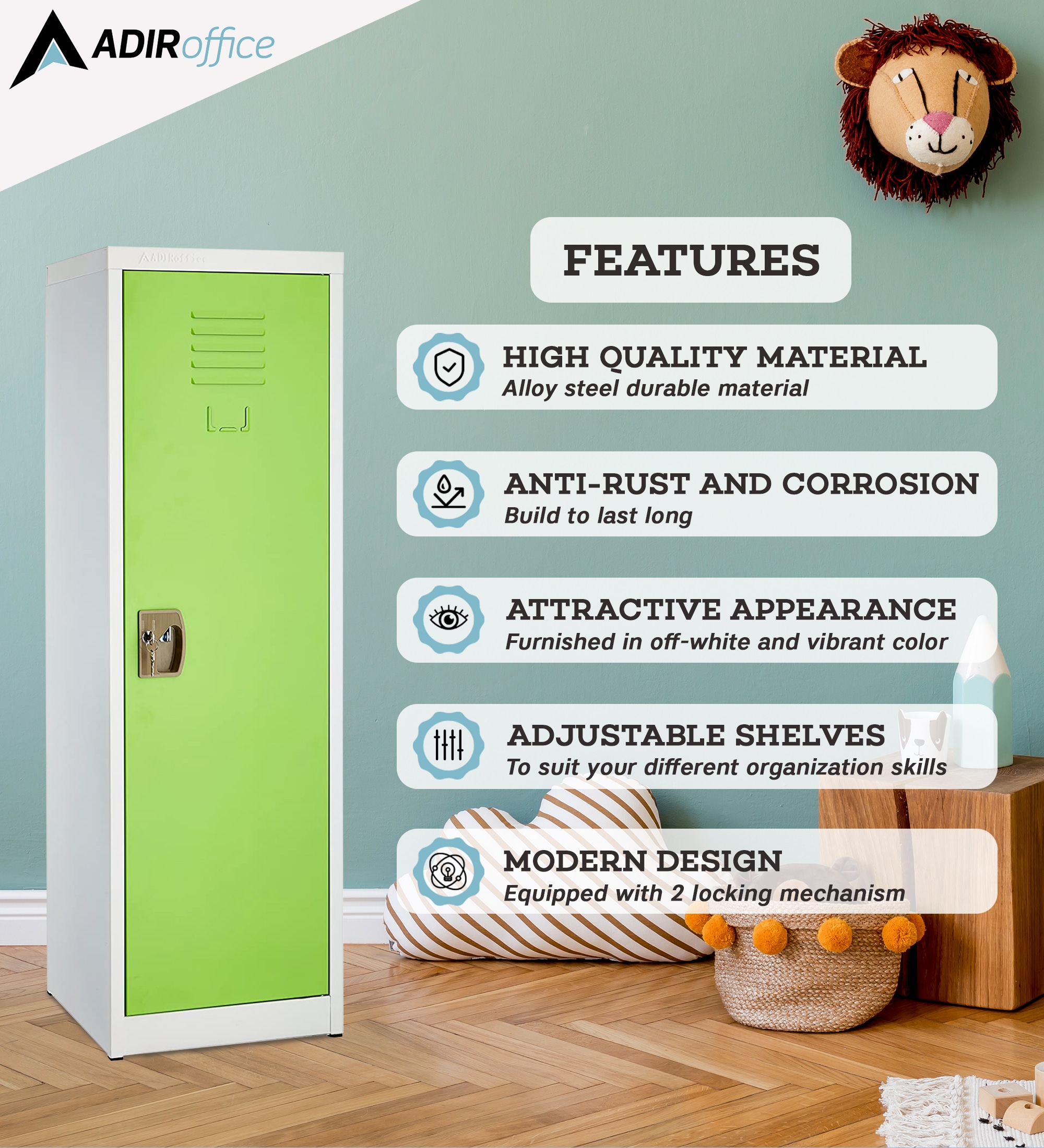 AdirOffice 629-01-GRN-2PK Storage-Lockers - View #6