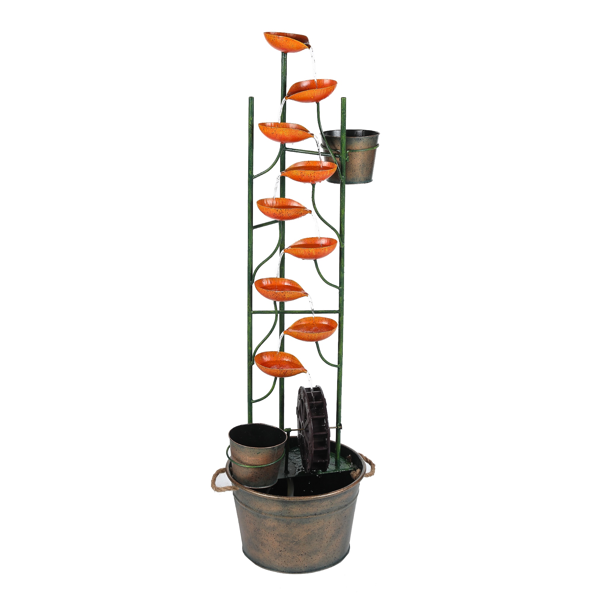 LuxenHome WHF1431 50.39-in H Metal Outdoor Fountain Statue Pump Included