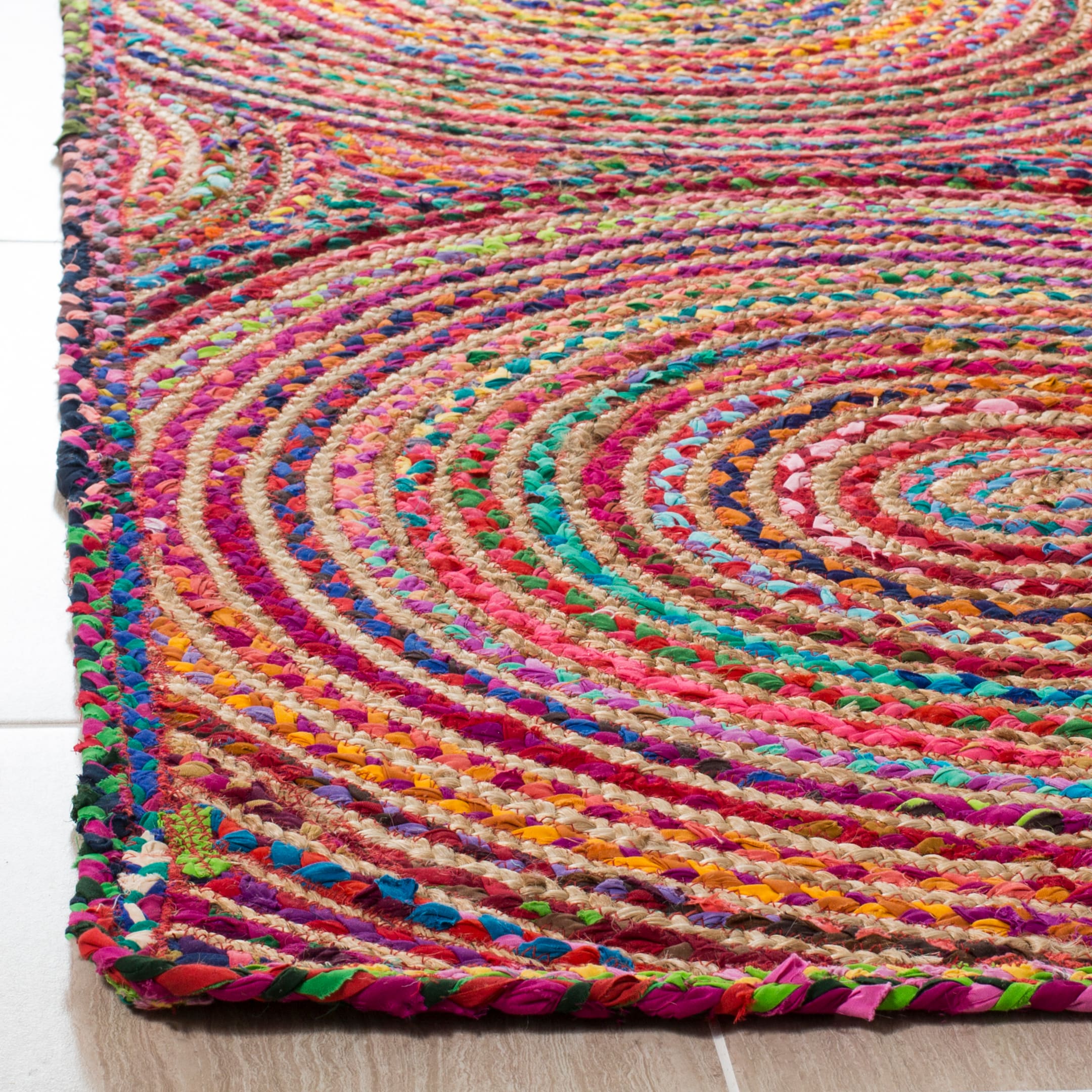 Handmade Flat Woven Cotton Rug 6' x 9' - Red and Multi