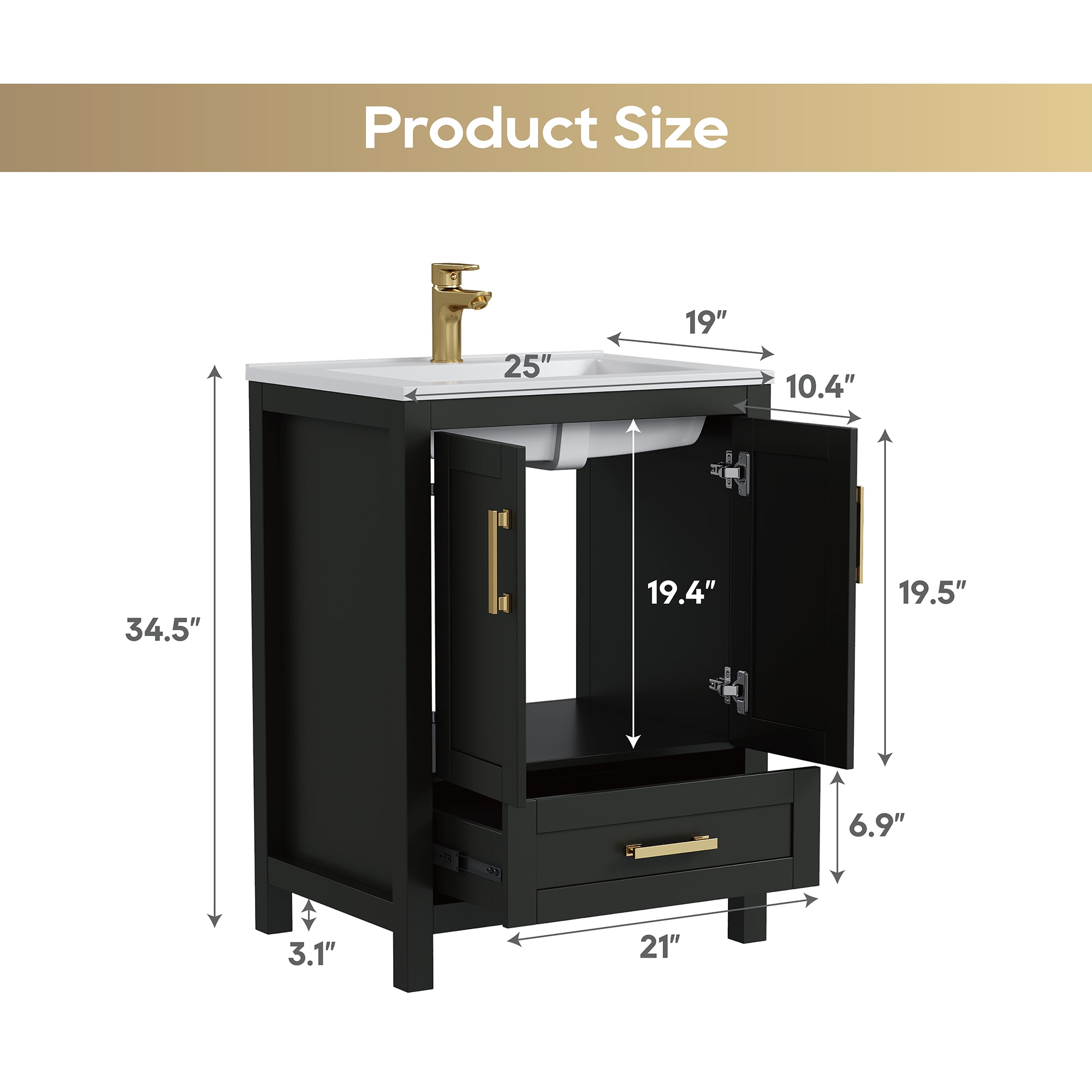 DELUXE LIVING V24033KD-24BK Bath-Vanity-Combo - View #4