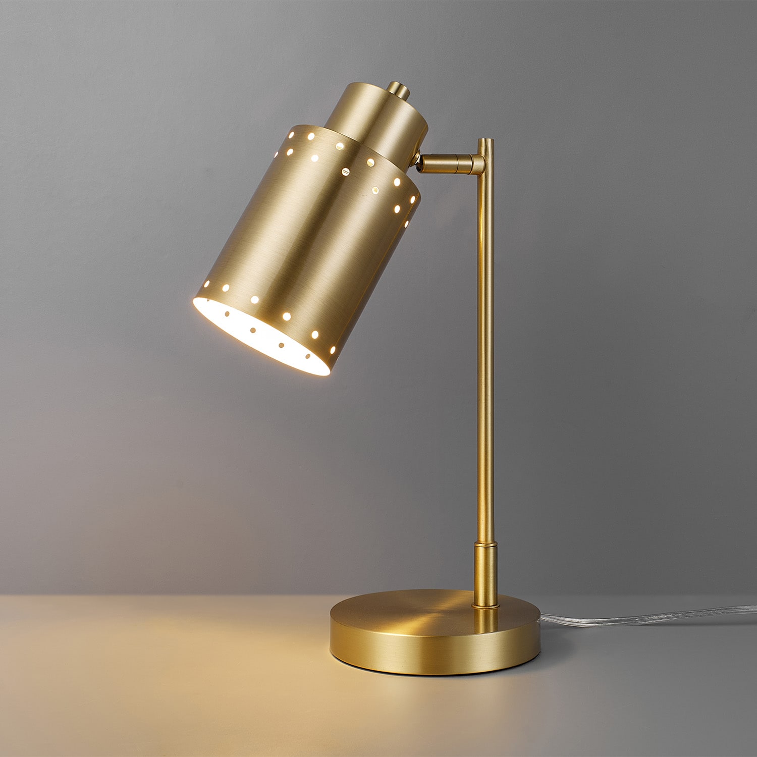 Globe Electric Ansel 14.75-in Adjustable Satin Rotary switch Swing-arm Desk Lamp with Metal Shade