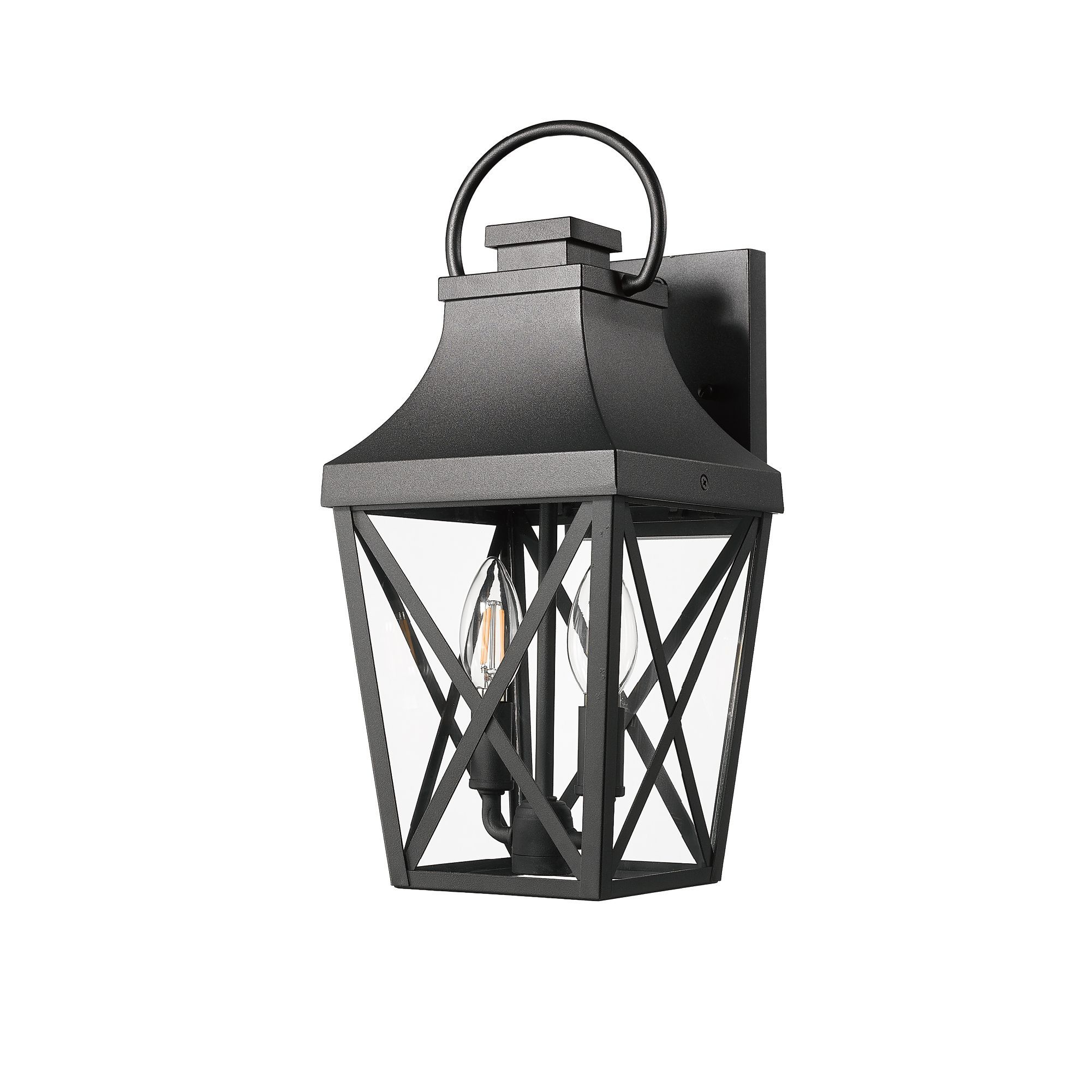 Tatayosi Outdoor Wall Lights Porch Lights Waterproof Outdoor Wall Sconce Exterior Light Fixture Matte Black with Clear Glass Shade for Garage Patio Front Door Balcony (2 pack)
