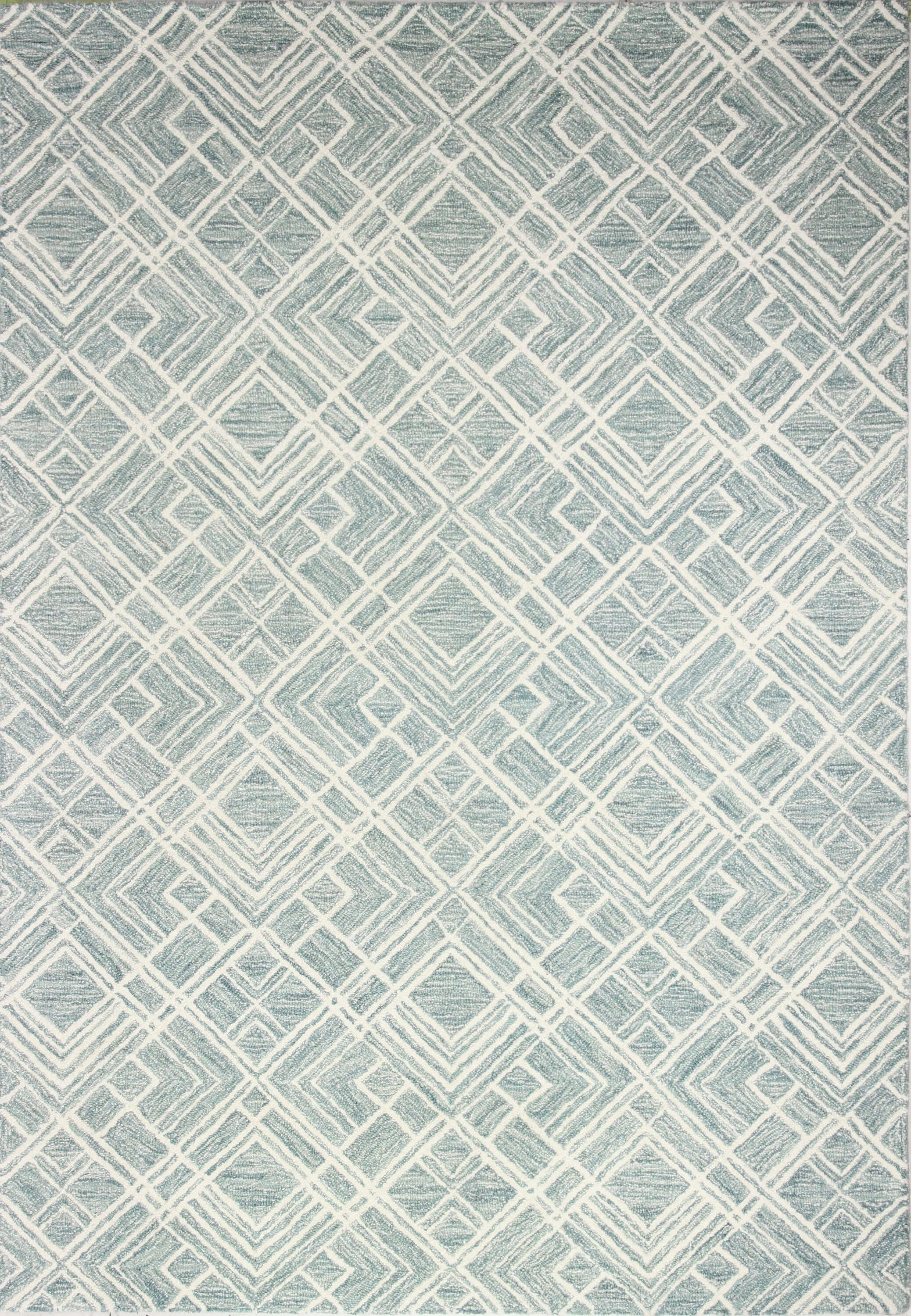 Bashian 649652300214 5 X 8 (ft) Wool Teal Indoor Geometric Moroccan Area Rug