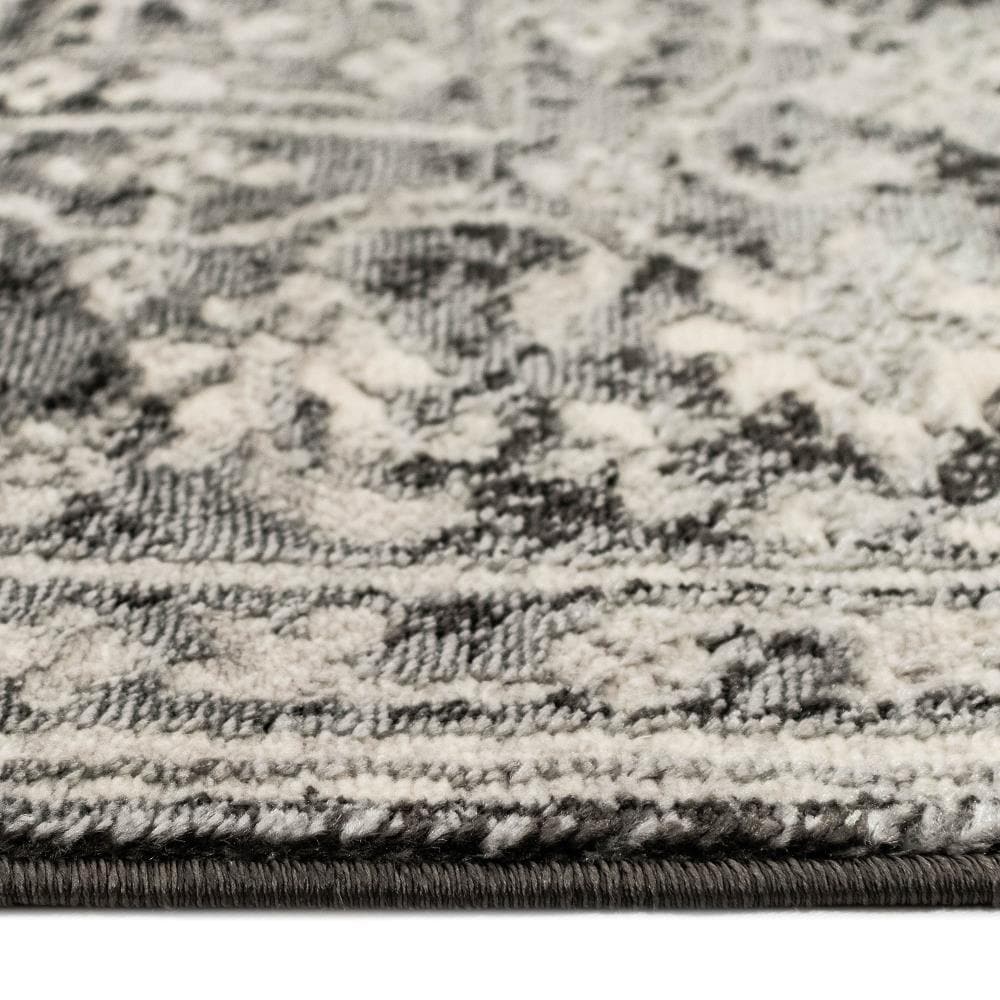 Soho Heriz Black Medallion 6' x 9' Easy Care Synthetic Rug