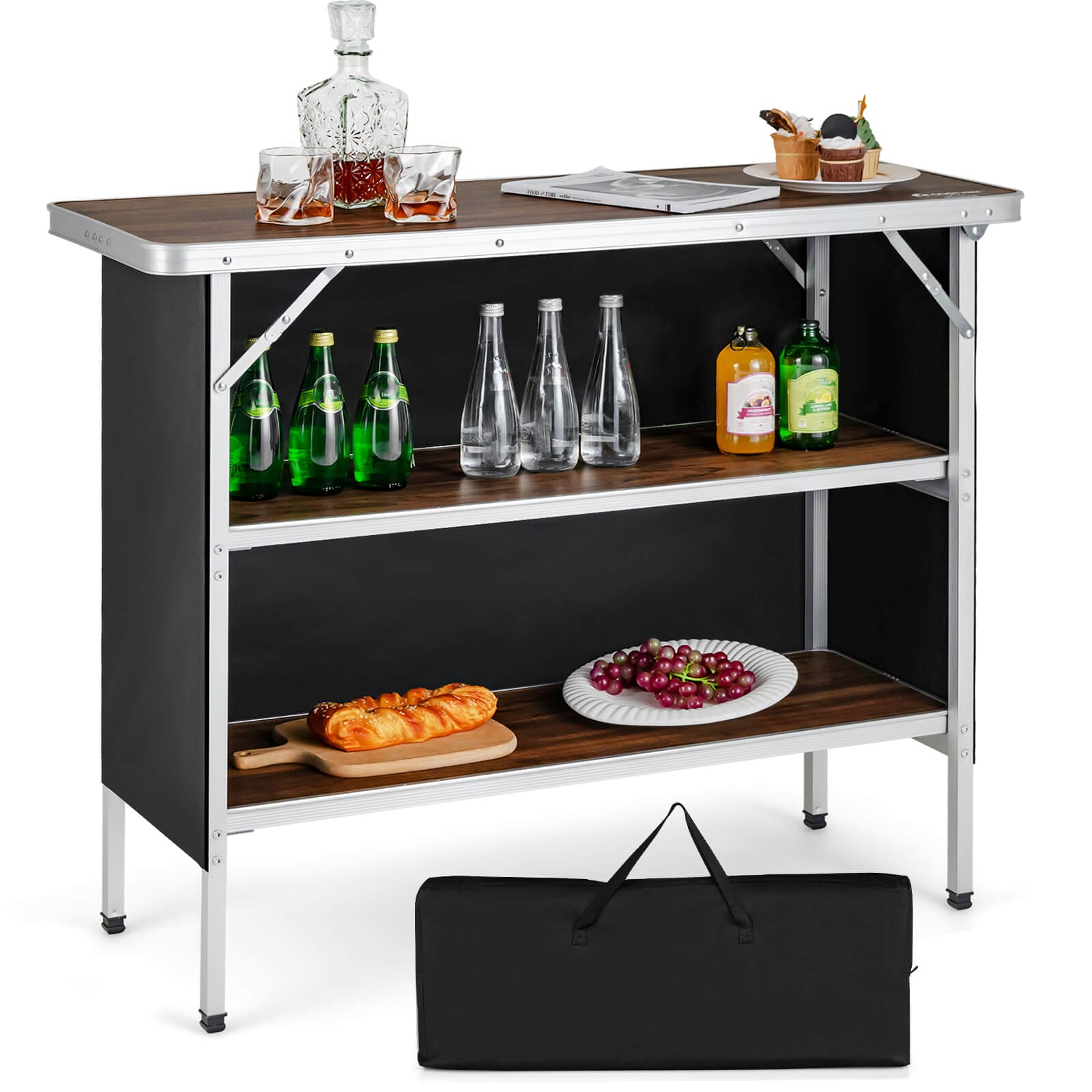 Forclover HYFC-894 Patio Rectangle Acacia Wood Dining Table with Umbrella Hole Rectangle Outdoor Dining 31.5-in W x 67-in L with Umbrella Hole