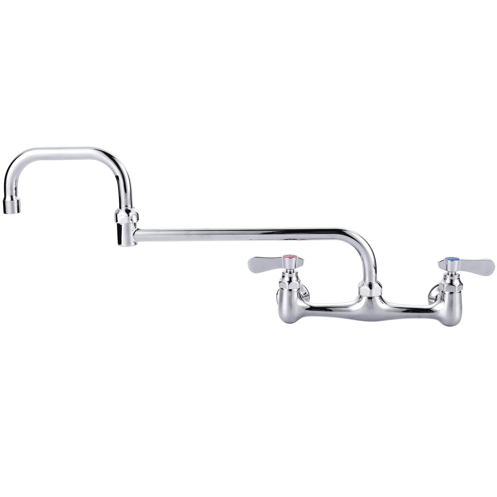 ARCORA Double Handle Wall Mounted Folding Commercial Standard Kitchen Faucet with Insulated Switch in Polished Chrome