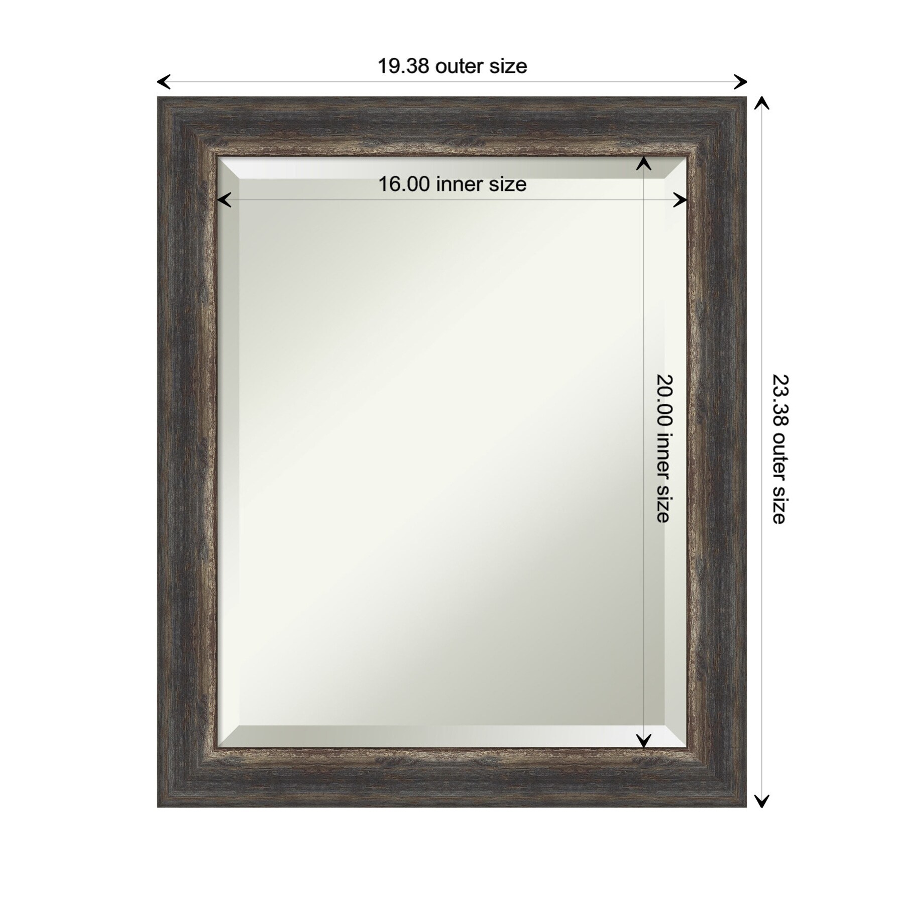 Bronze and Wood Beveled Full Length Rectangular Mirror