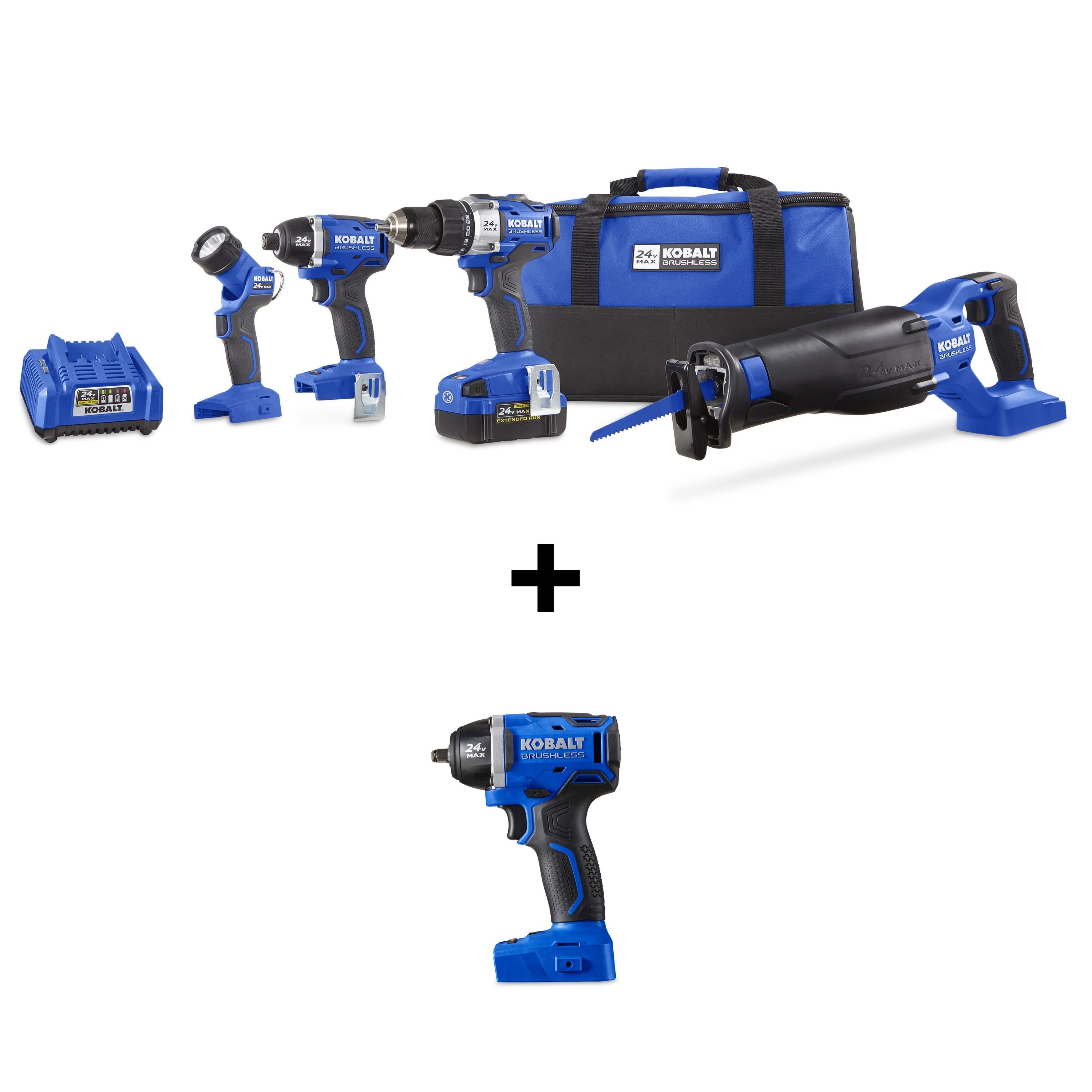 Kobalt 4 Tool Brushless Power Tool Combo Kit with Soft Case 1 Battery Included and Charger Included at Lowes