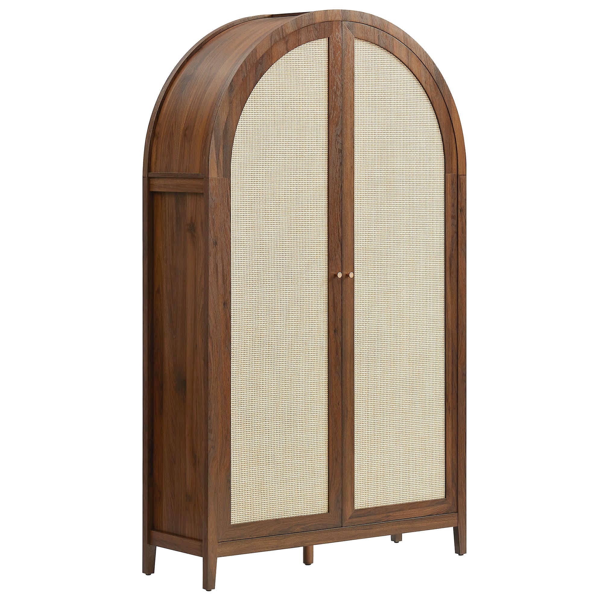  Calista 79-in Tall Wide Rattan Arched Storage Cabinet in Walnut