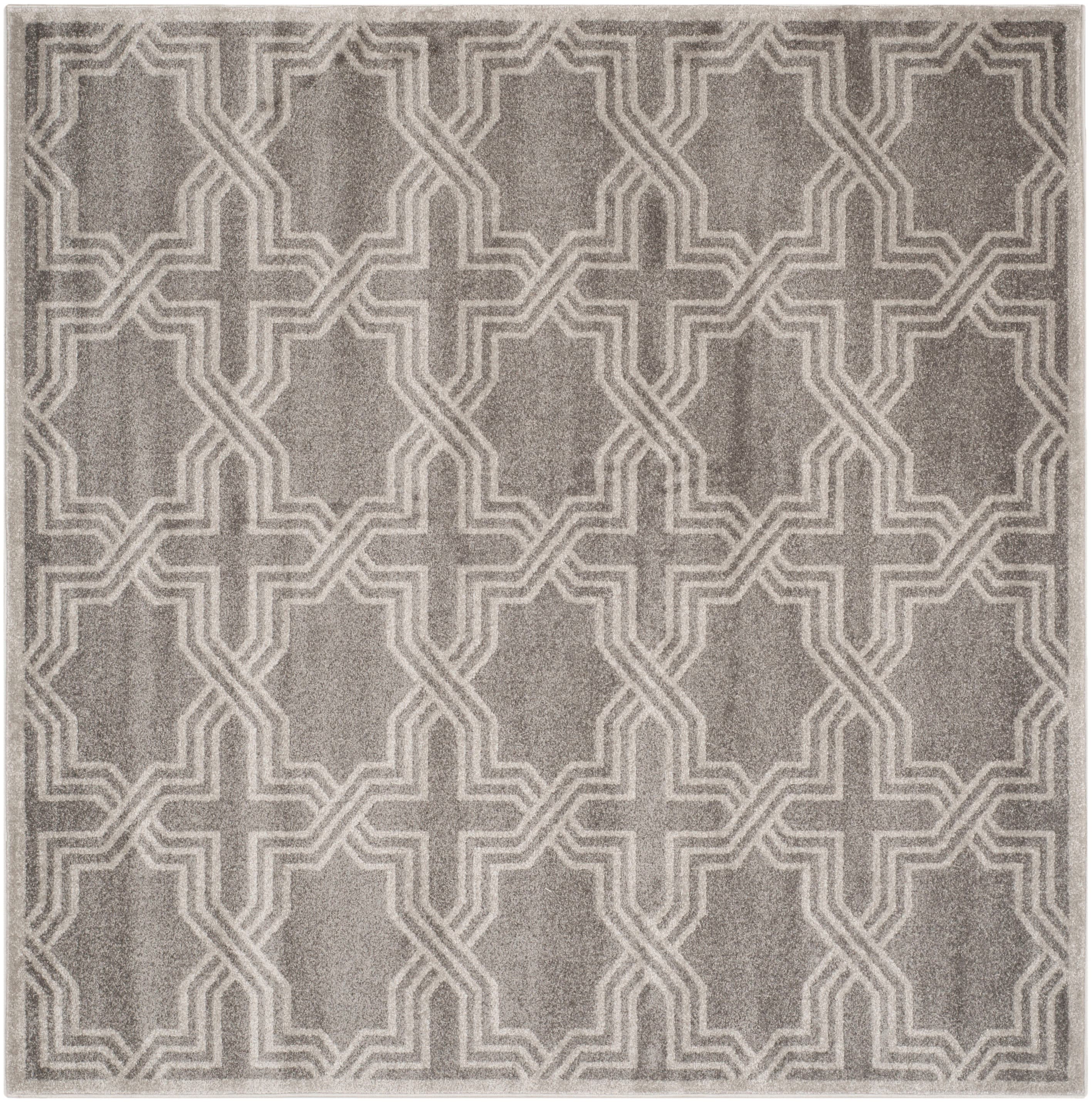 Safavieh AMT413C-7SQ Amherst Marco 7 x 7 (ft) Loomed Synthetic Gray/Light Gray Square Indoor/Outdoor Geometric Farmhouse/Cottage Area rug