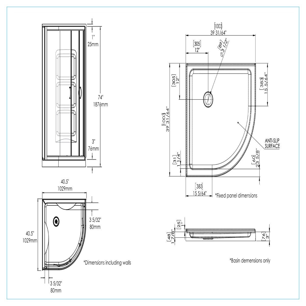 A&E Bath and Shower MONA-40-KIT Alcove-Shower-Kit - View #7