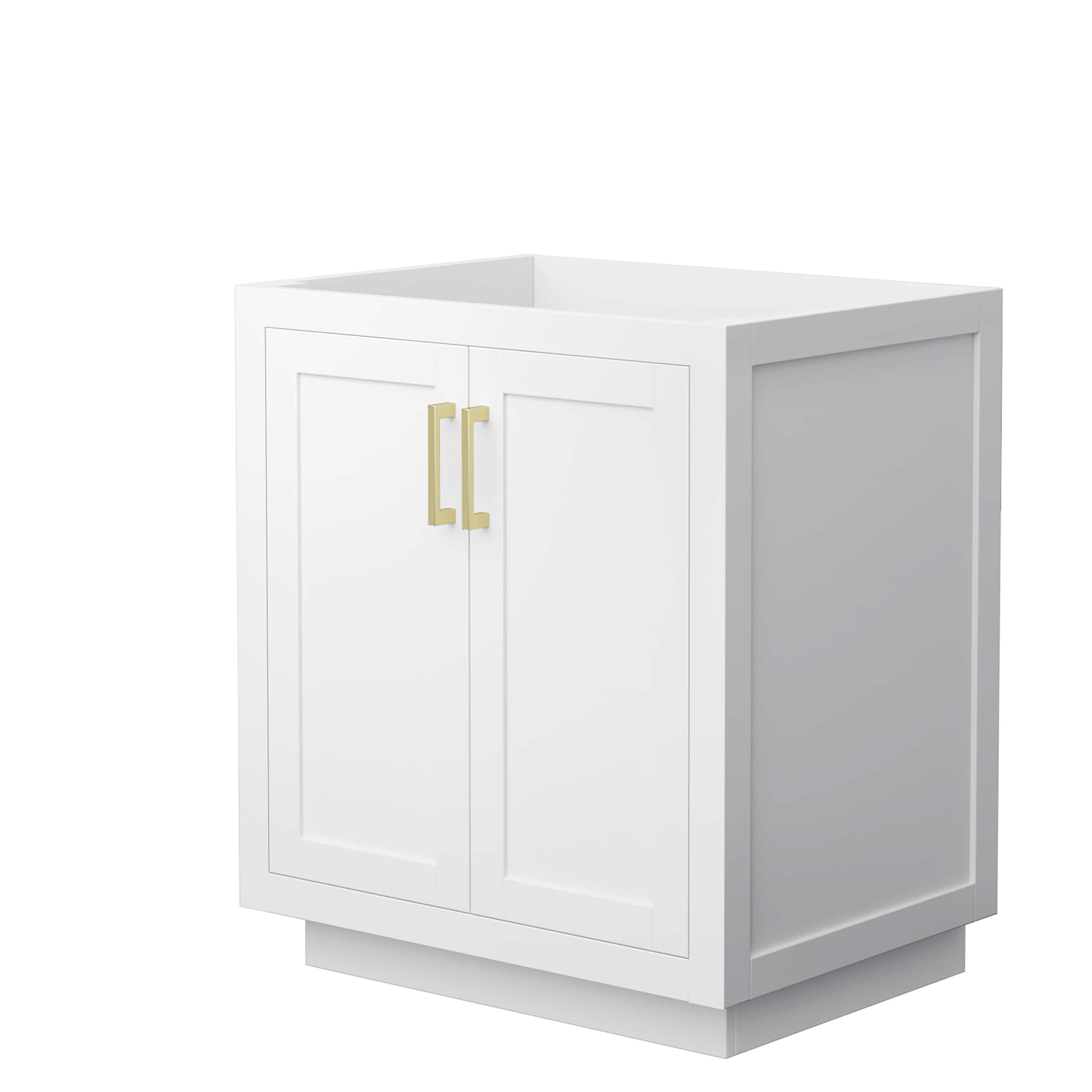 Wyndham Collection WCF292930SWGCXSXXMXX Miranda 30-in White with Brushed Gold Trim Bathroom Vanity Base Cabinet without Top