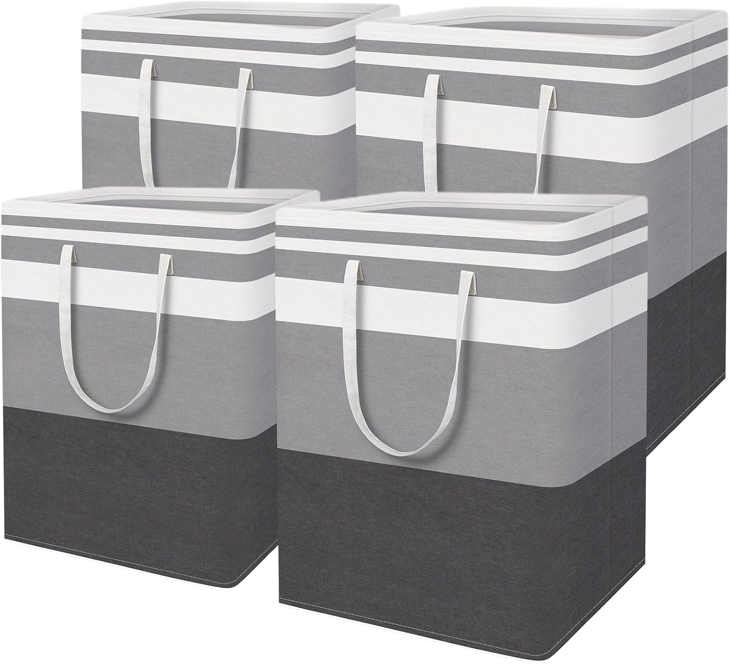 HomeHacks 4 Pack Large Laundry Basket Waterproof Freestanding Laundry Hamper Collapsible Tall Clothes Hamper with Extended Handles for Clothes in the Dorm and Family Gradient Grey 125L #B0DG4GDDHQ