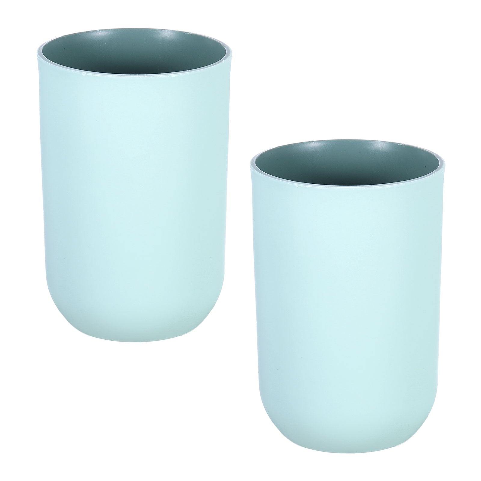 Unique Bargains 2pcs Plastic Drinking Cups Double Color Unbreakable Reusable Bathroom Cup Mouthwash Cup Toothbrush Tumbler Holder Light Blue