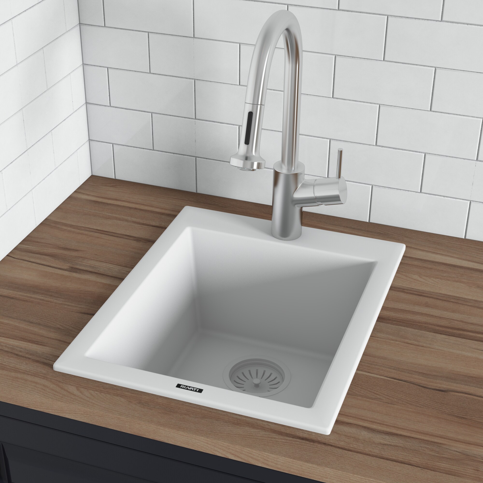 Arctic White Granite Composite Topmount Bar Sink