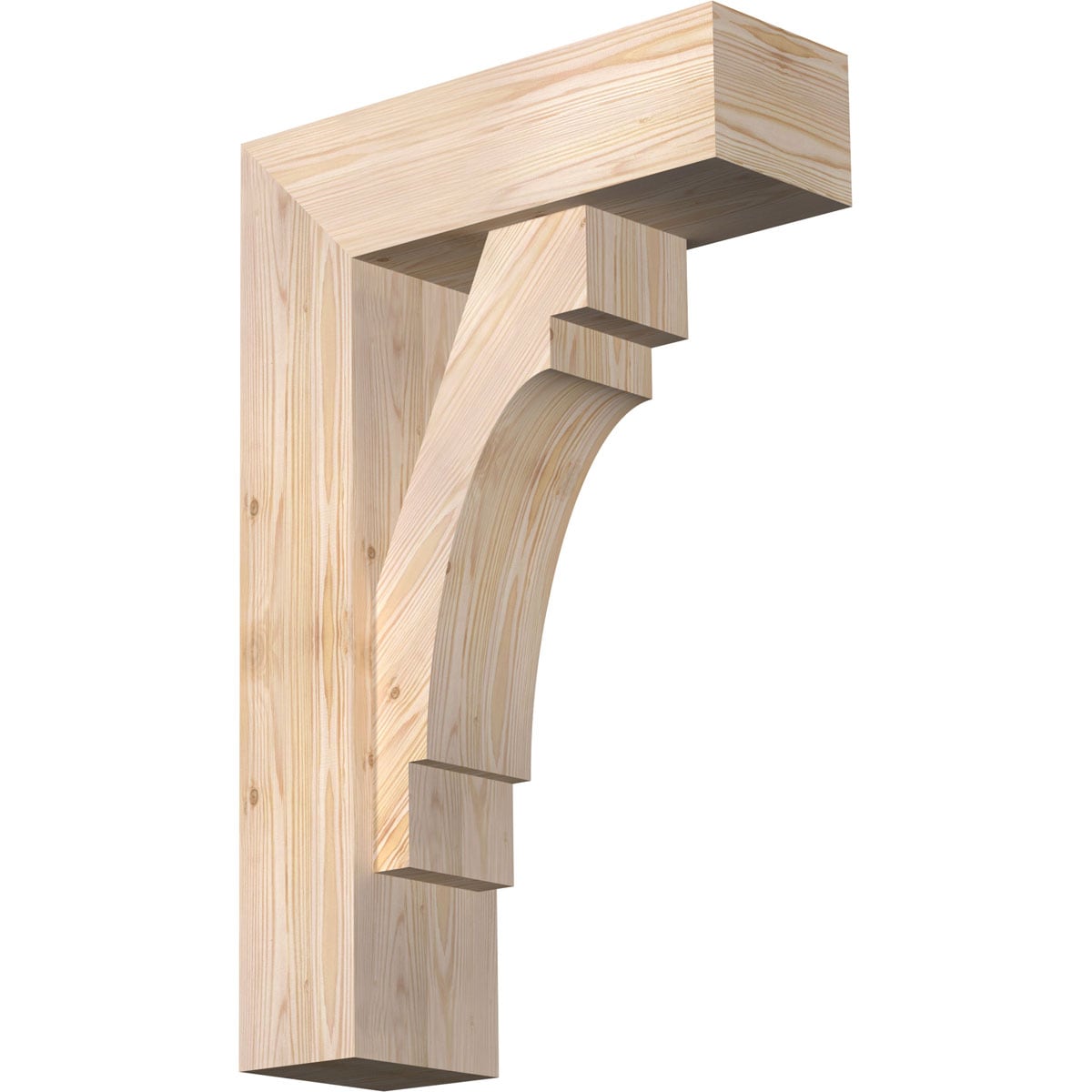 Ekena Millwork 1463373 Merced block smooth bracket with offset brace Douglas Fir Wood Standard Bracket