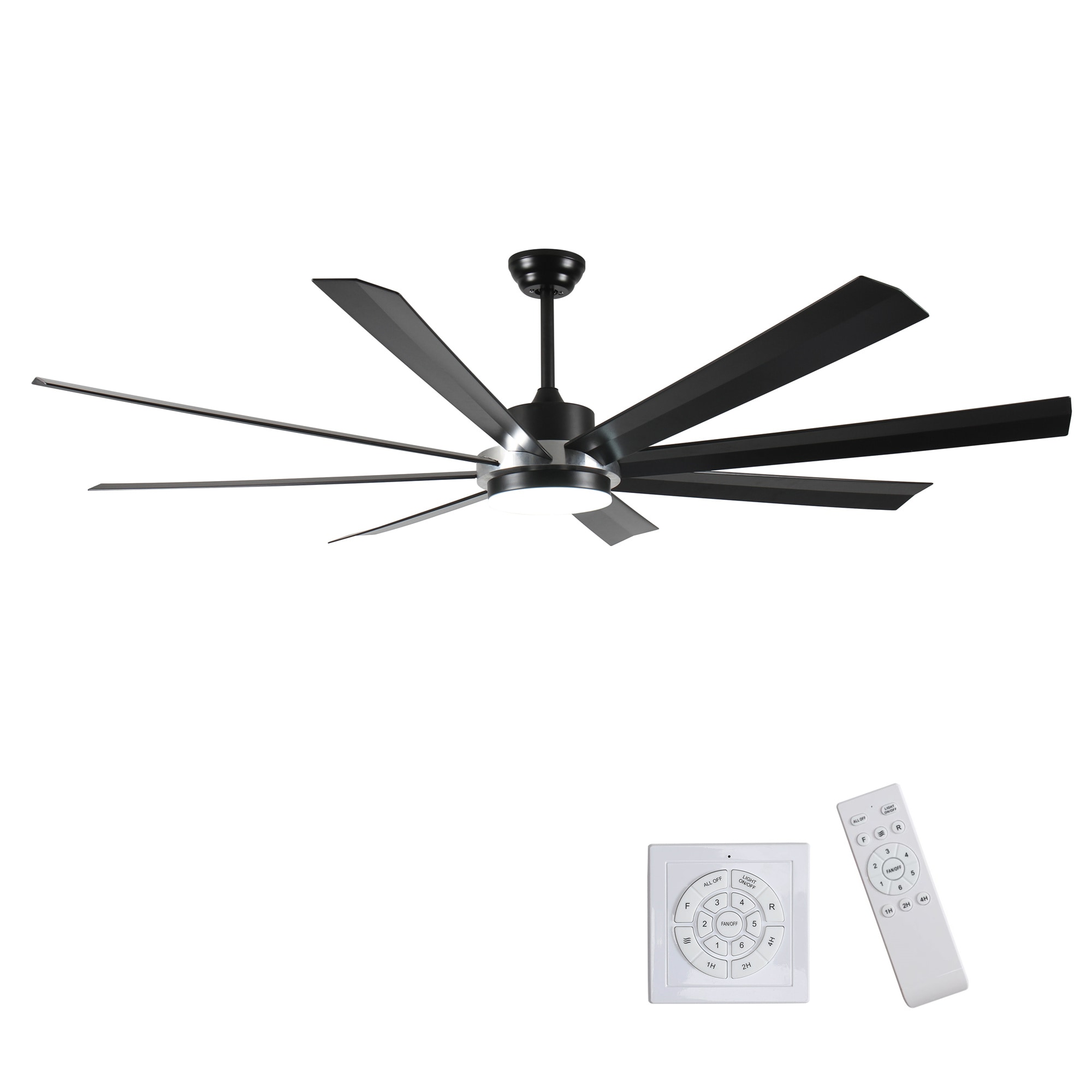 BABOOM BOM-P204478-OR 72-in Integrated LED Black with ABS Blades Ceiling Fan With Light - Remote Included ( 8 -Blade )