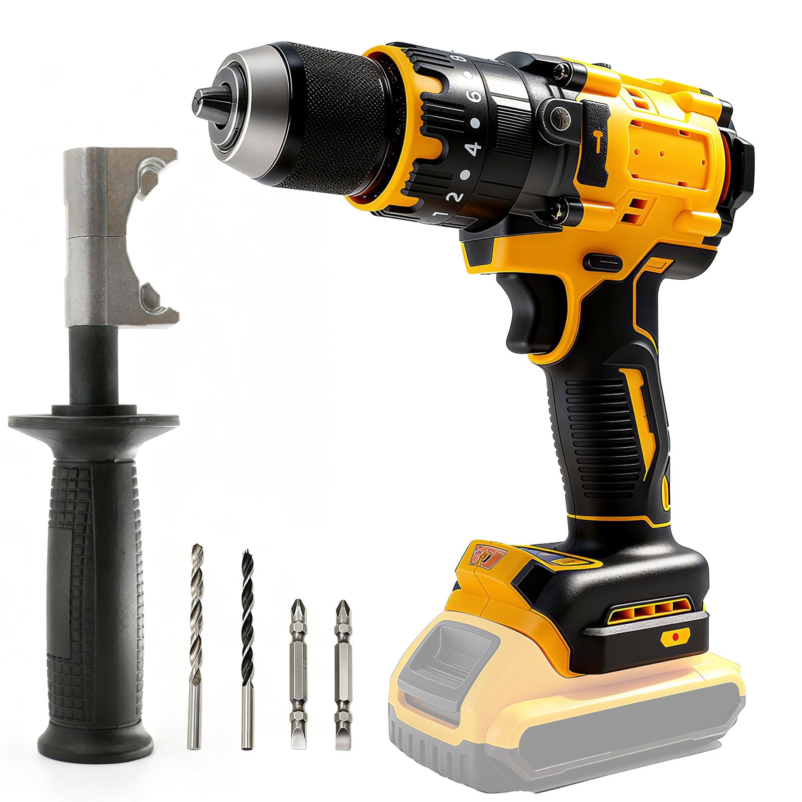 Adrinfly  Cordless Brushless Hammer Drill 1/2 Power Drill with 3 Mode and 20 Position Clutch Compatible with 20V Max power cell