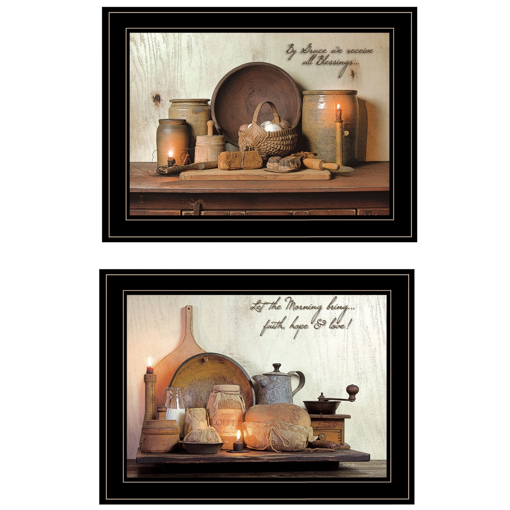 HomeRoots 4000407093 By Grace 2 Black Wood Framed 15-in H x 19-in W Landscape Paper Print