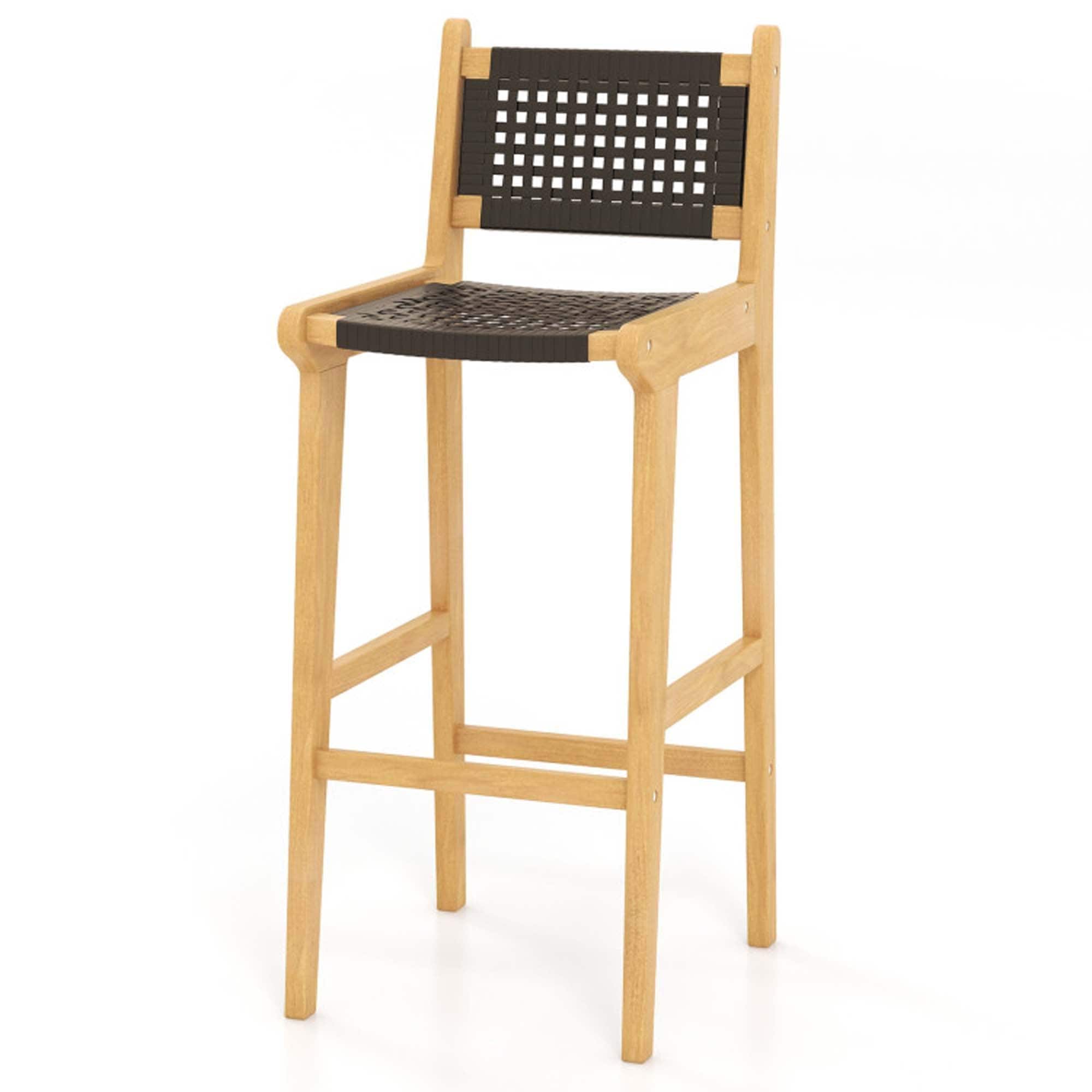 Boyel Living - Tan with Footrest Rattan Wood Set of 2 Bar Stools