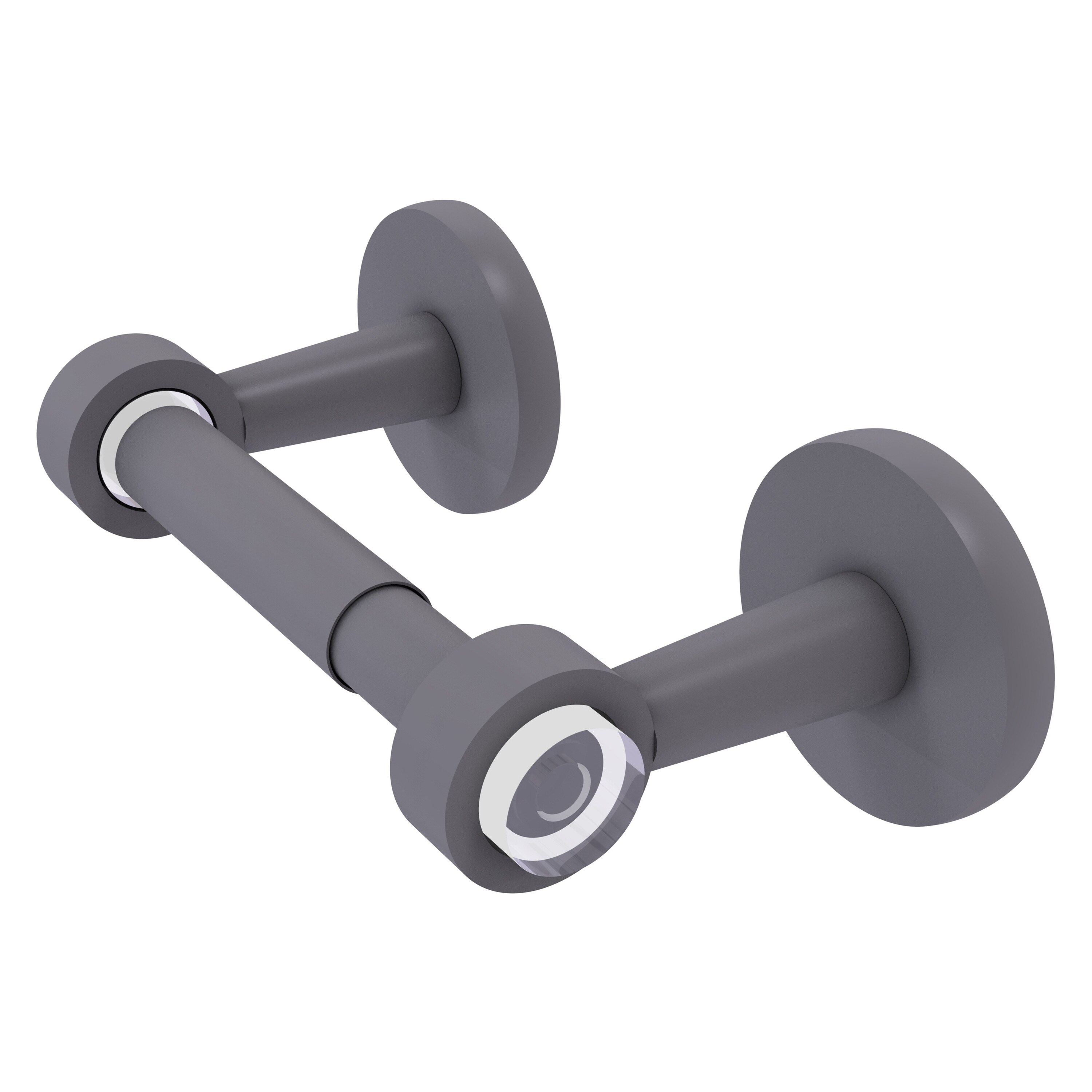 Allied Brass CV-24-GYM Clearview Matte Gray Wall mount Double post Toilet Paper Holder 1 -Rolls with Storage