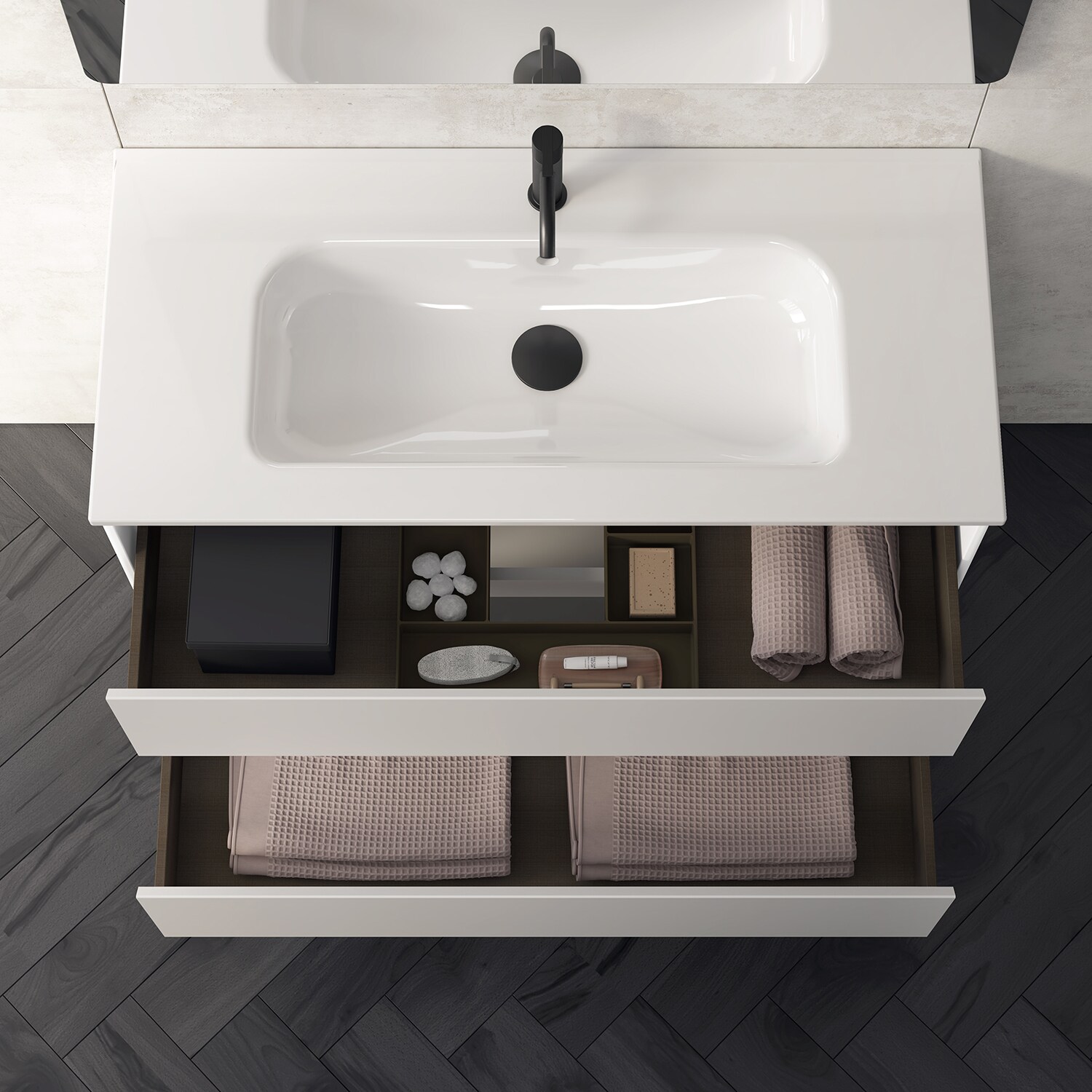 WS Bath Collections Ambra 40-in Gloss White Single Sink Bathroom Vanity with Ceramic White Ceramic Top
