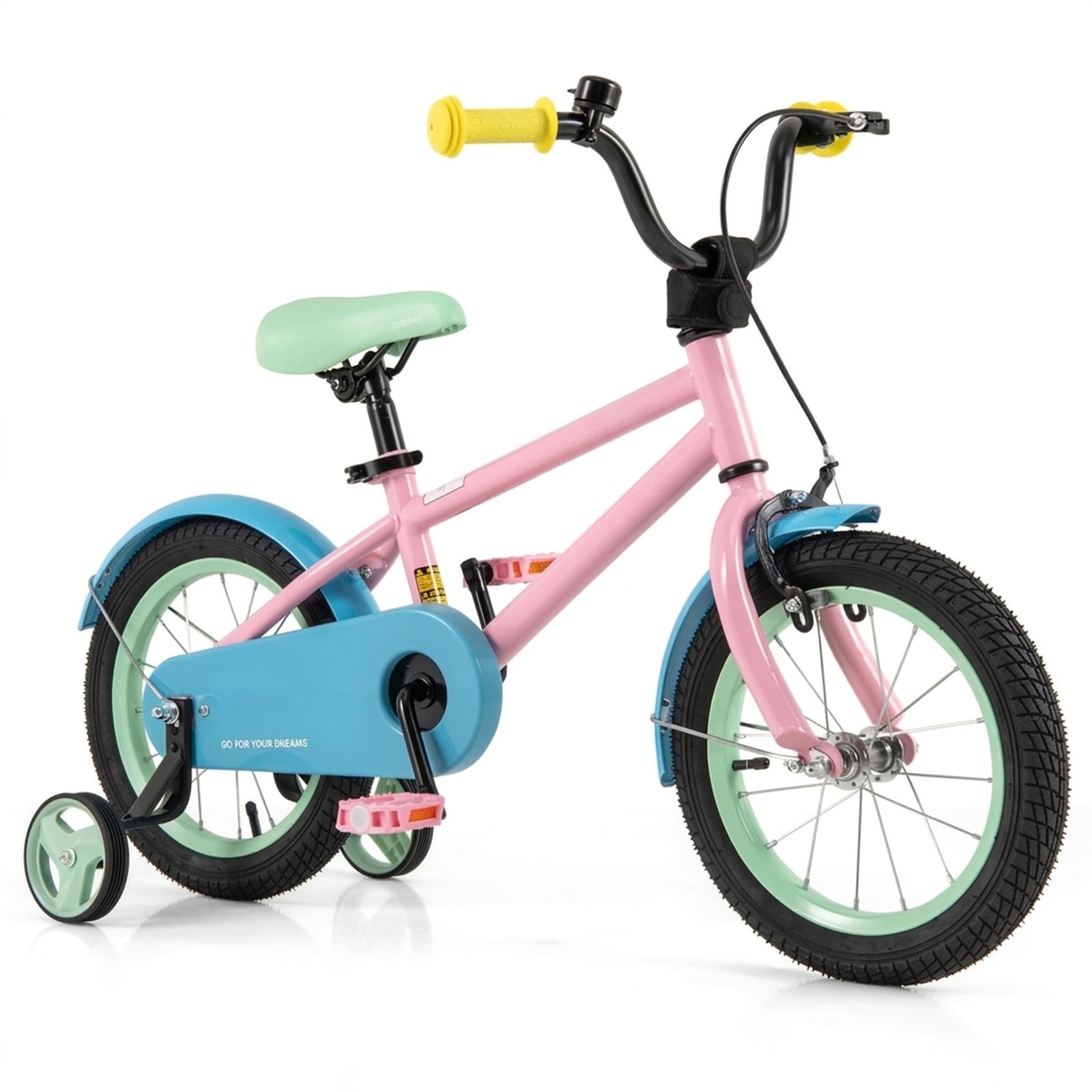 SUGIFT Kids Bike 14-in 16-in 18-in or 20-in Pink with Adjustable Handlebar Saddle Dual Brakes Removable Training Wheels Front Basket for Ages 3-8 #LW038SUGHY378