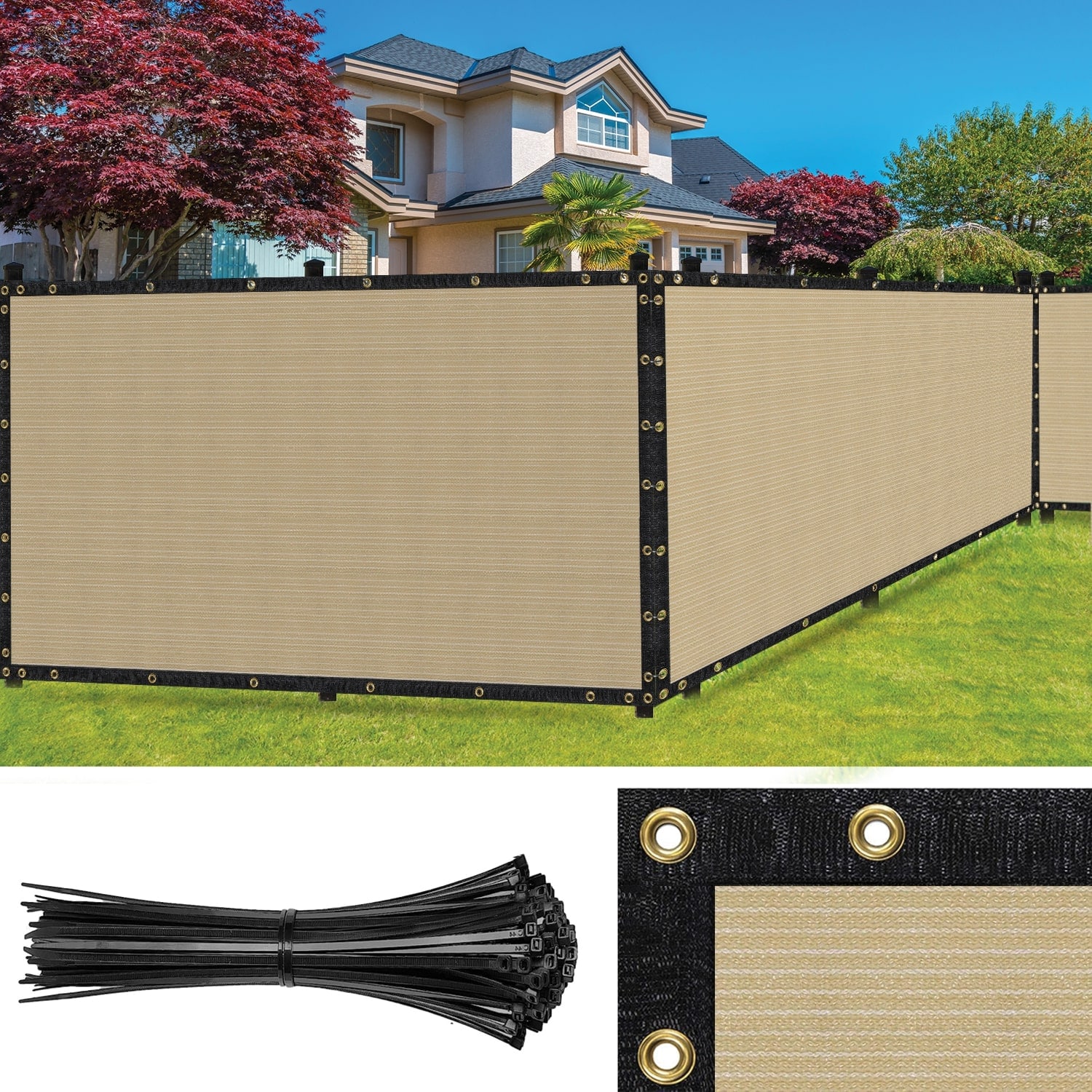 SEALTECH 4-ft H x 15-ft W Beige Polypropylene Fence Screen