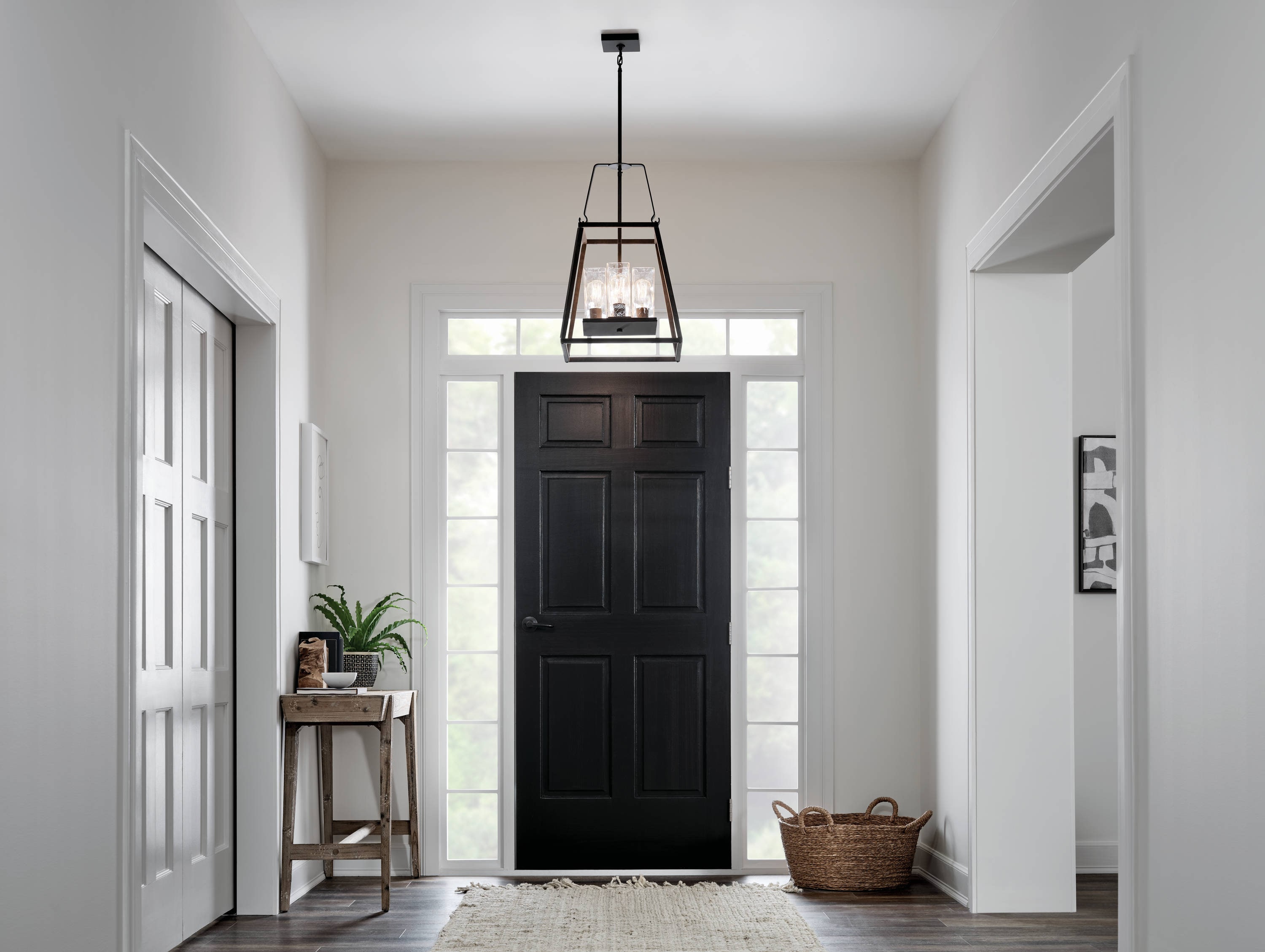 Kichler Ellamae 4-Light Weathered Zinc Industrial Square Medium Hanging Pendant Light