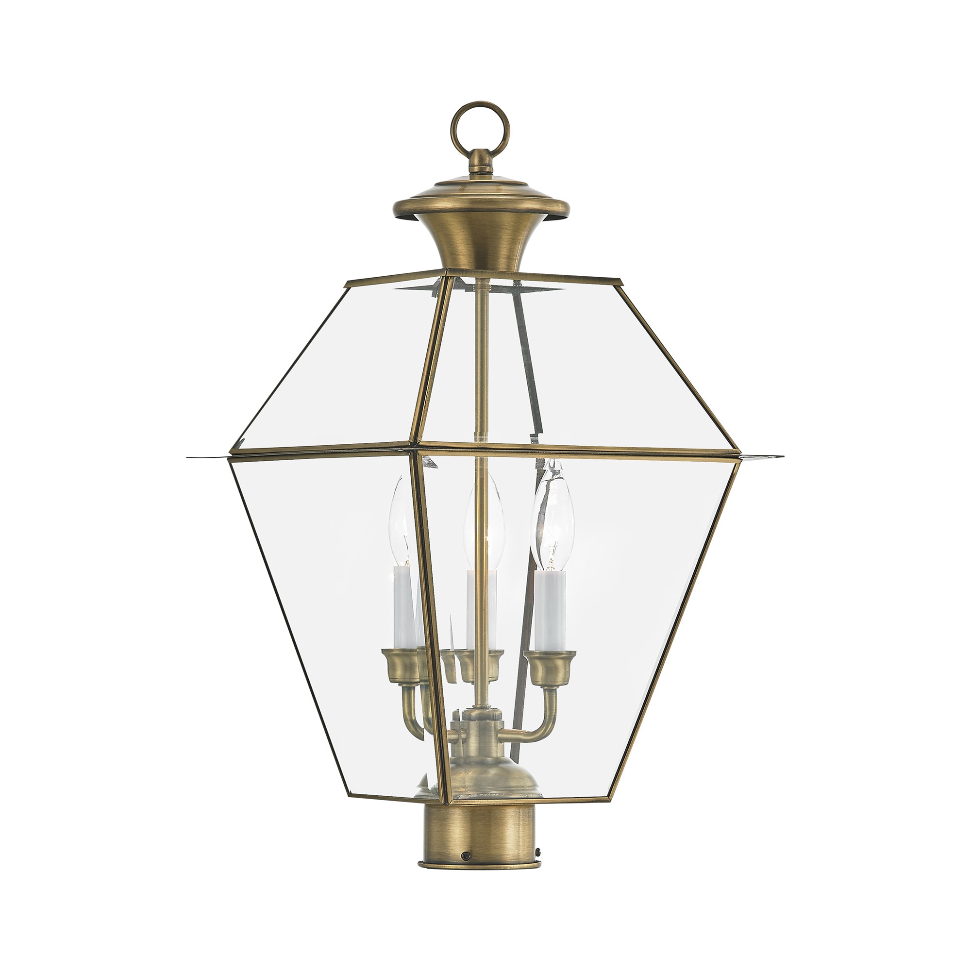 Livex Lighting 2384-01 Westover 22-Inches Antique Brass Traditional Outdoor Light post lantern