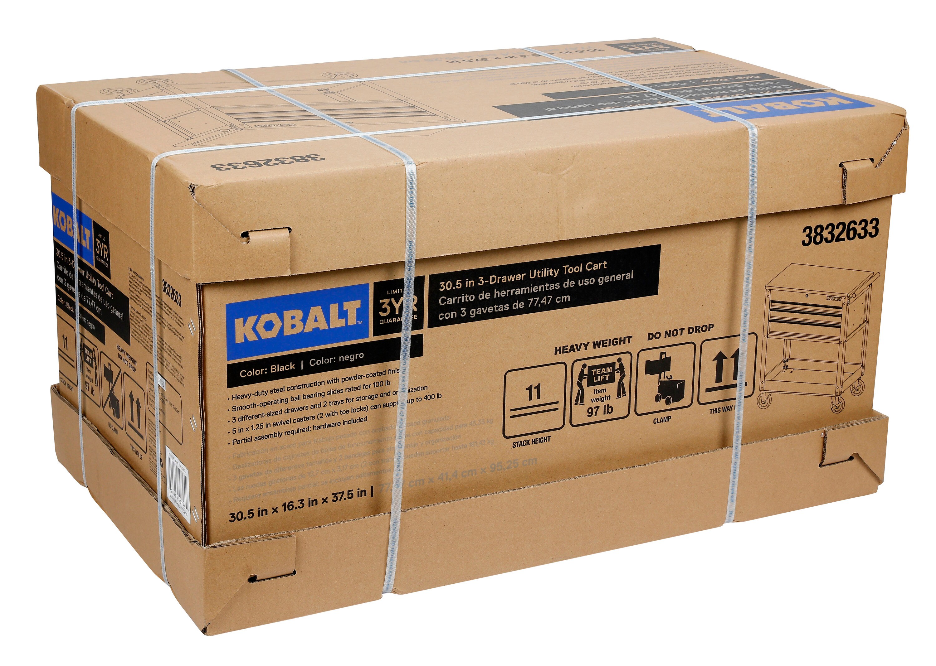 Kobalt 30.5-in Black Plastic Wheels Lockable Tool Box at